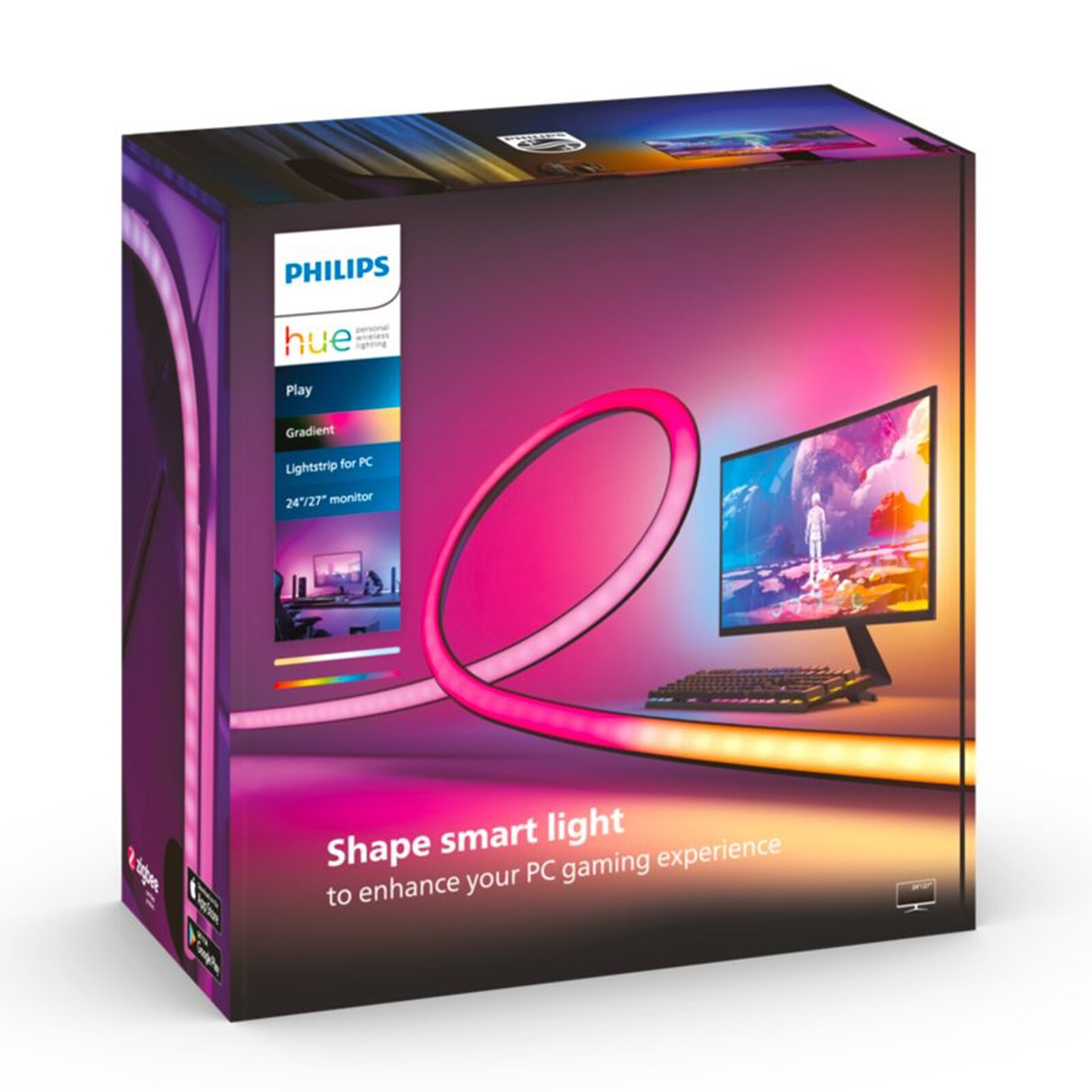 Philips Hue Play Gradient PC Lightstrip 24 to 27 Smart light bulb LDLC  3-year warranty