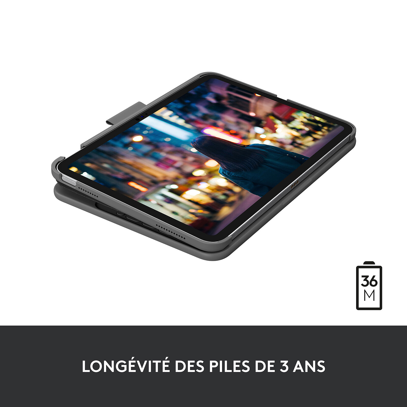 Étui Tablette 10'' avec Clavier AZERTY connecteur USB C, Béquille Support  Intégré - Noir