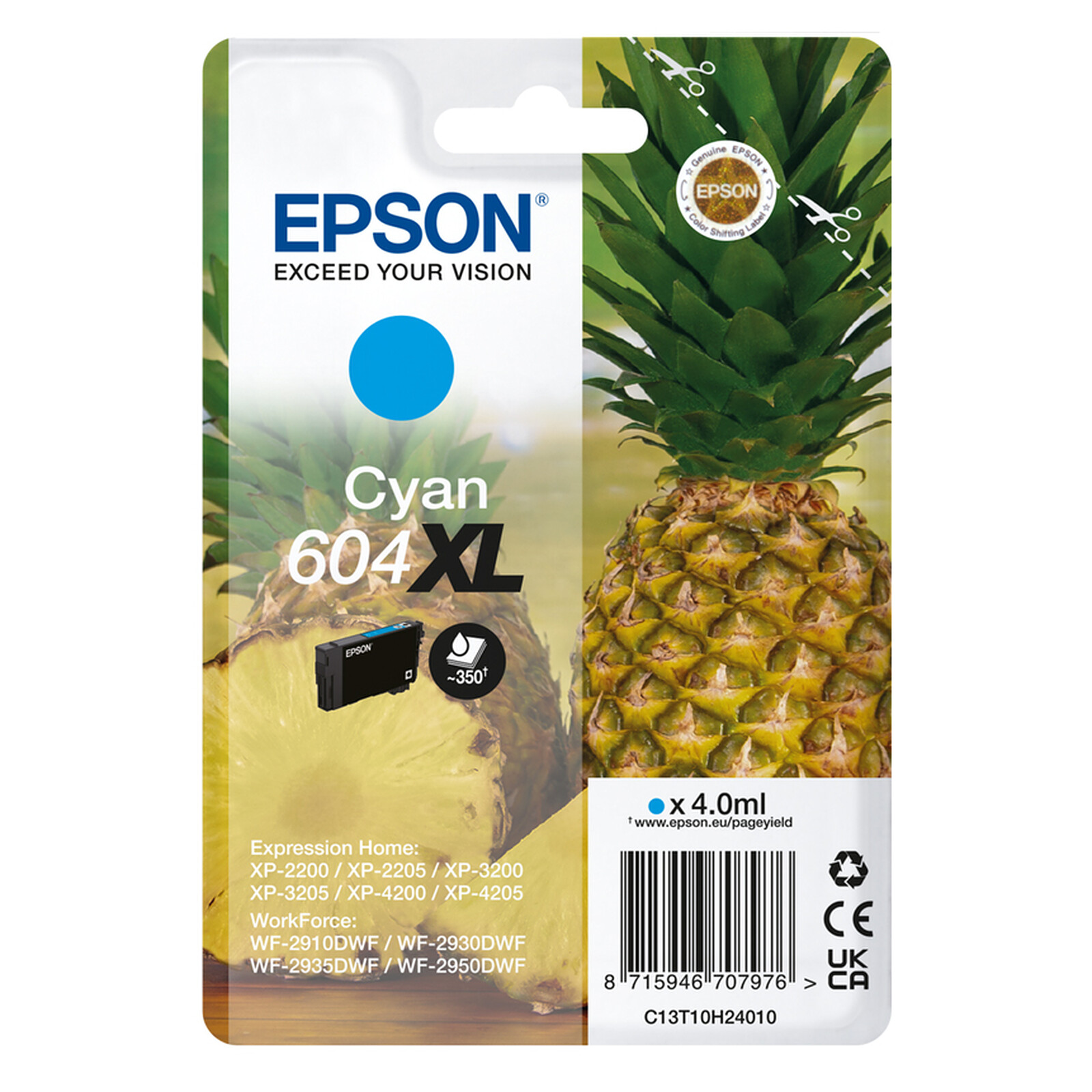 Cartouche jet d'encre Cyan 604XL compatible Epson Ananas