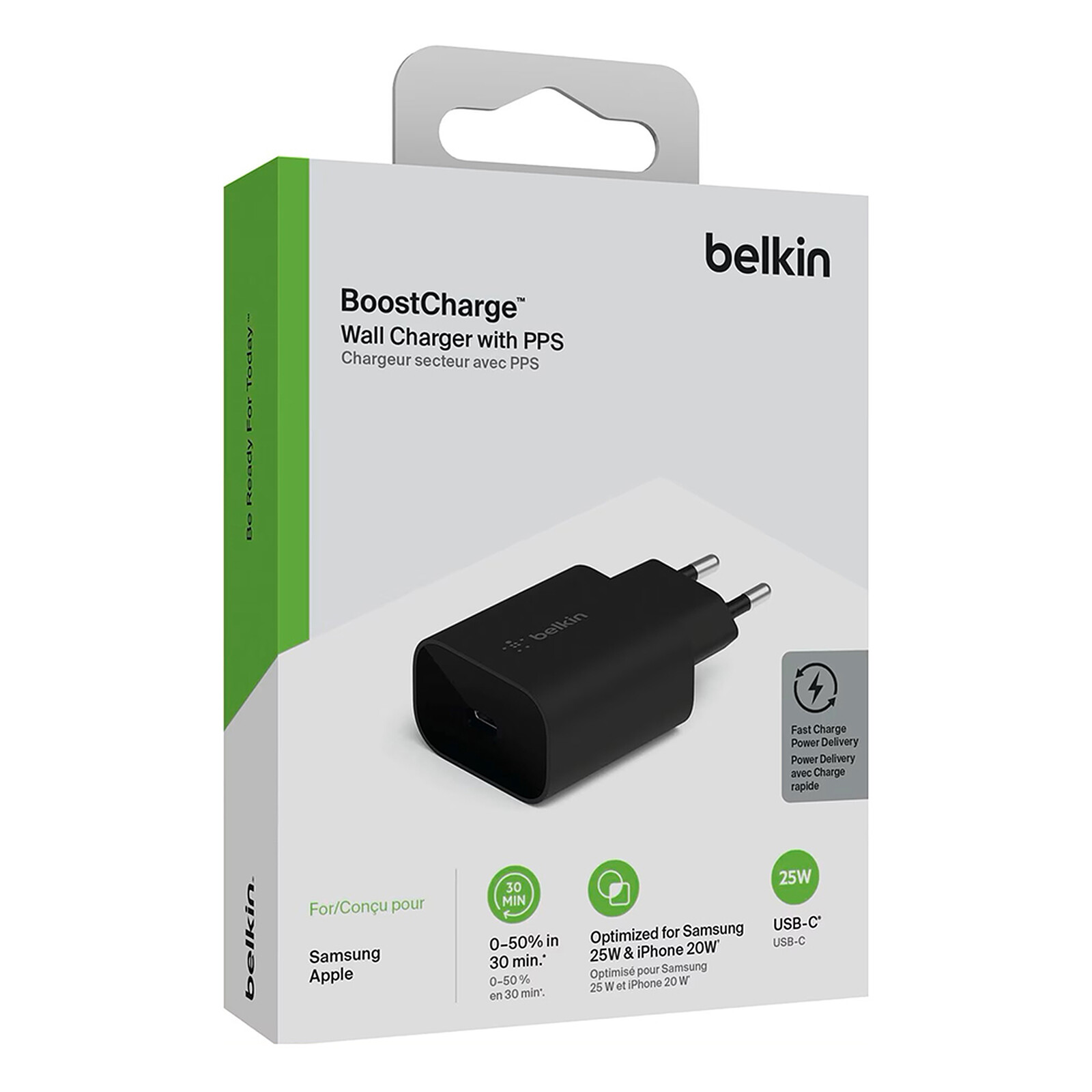 Belkin Chargeur Secteur USB-C 25 W pour iPhone (20 W) et Samsung (25 W) -  Noir - USB - Garantie 3 ans LDLC