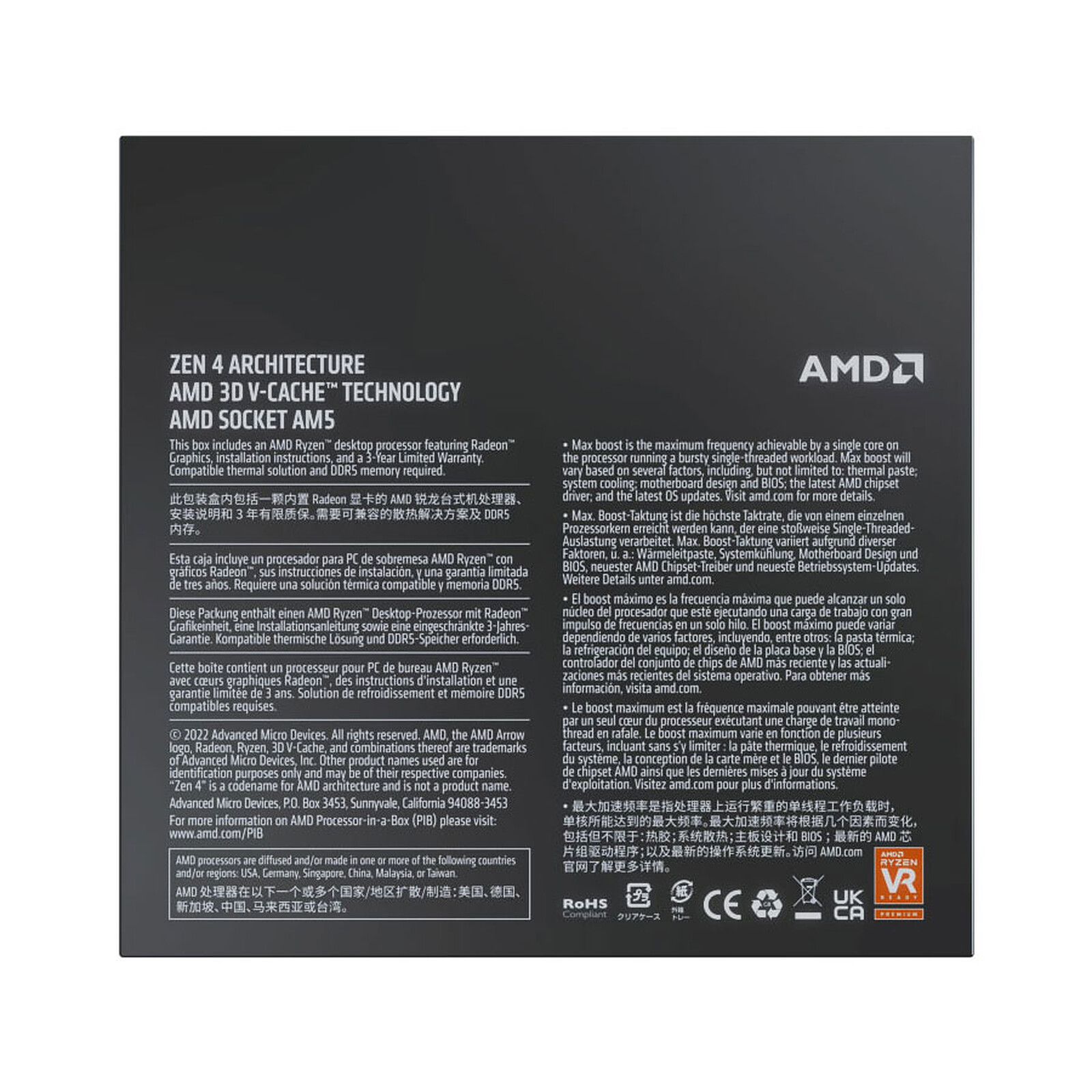 AMD Ryzen 7 7800X3D 8 cœurs 16 fils 120 W AMD Radeon Graphics Desktop  100-100000910WOF Socket AM5 sans refroidisseur : : Électronique
