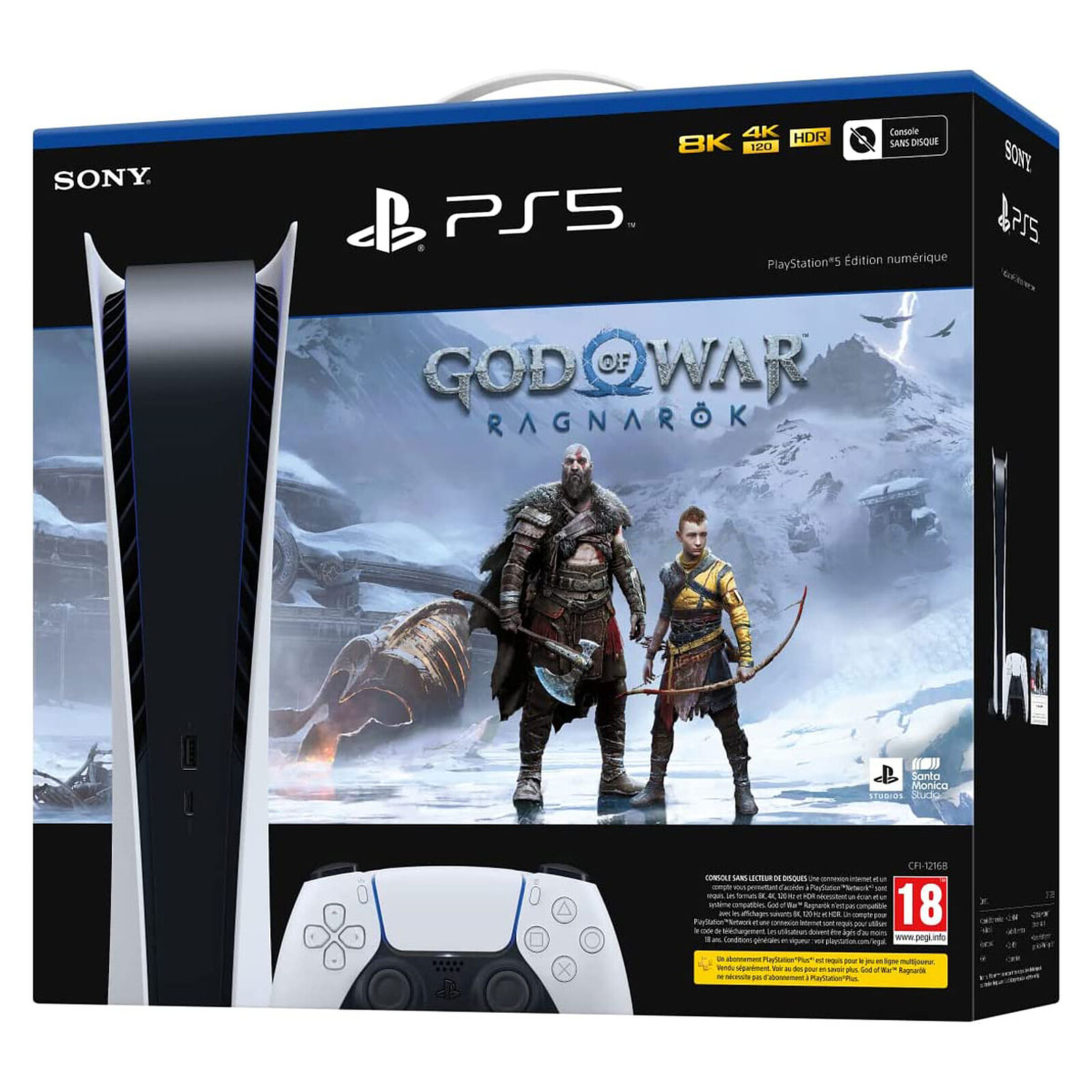 Manette Sony Dualsense God Of War PS5 - Blanc et bleu