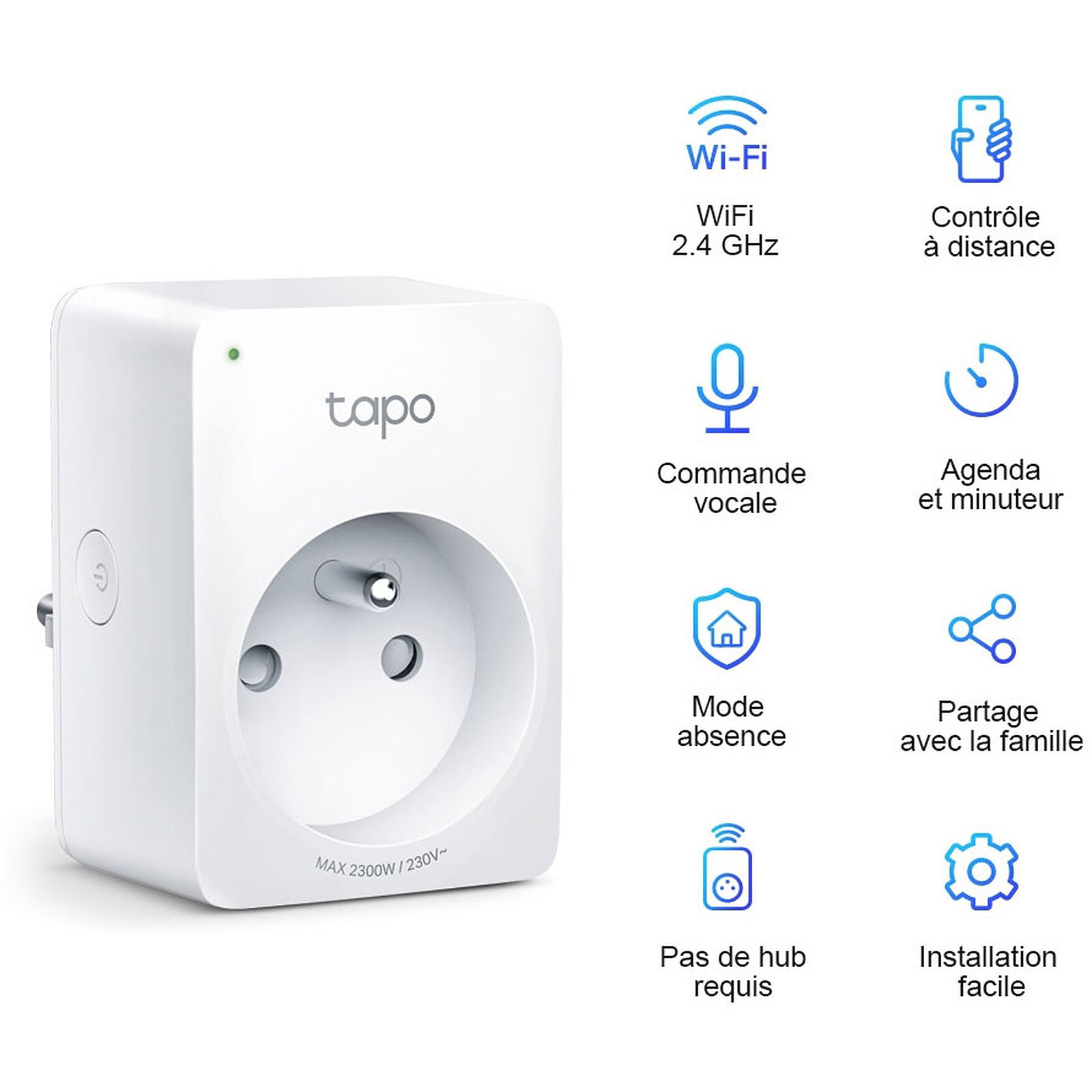 Prise connectée Tapo P110 (WiFi, Suivi de consommation, 16A Type E