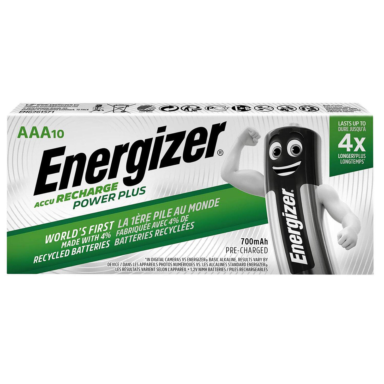 Piles Energizer Recharge Power Plus - AA, AAA, 9V, C, D Belgium (French)
