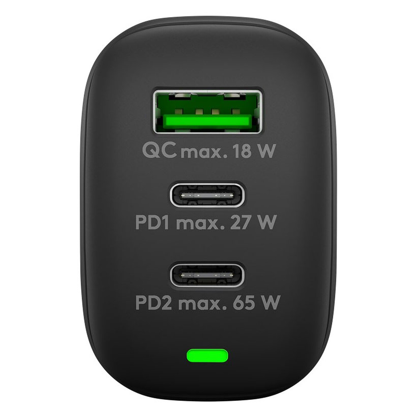 Goobay Chargeur rapide Multiport USB-C 65W (noir) - Chargeur