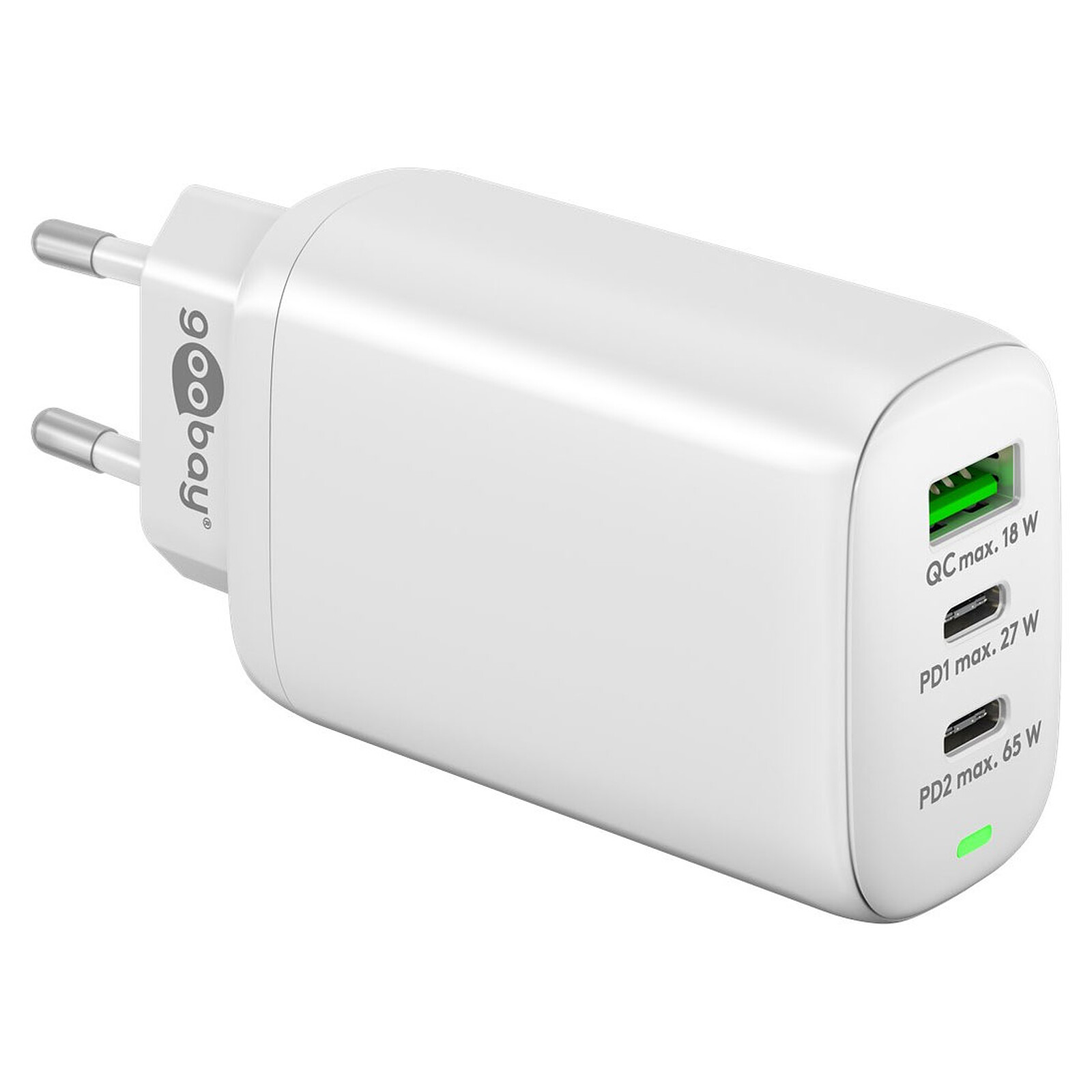 Goobay Chargeur rapide Multiport USB-C 65W (blanc) (61759) - Achat