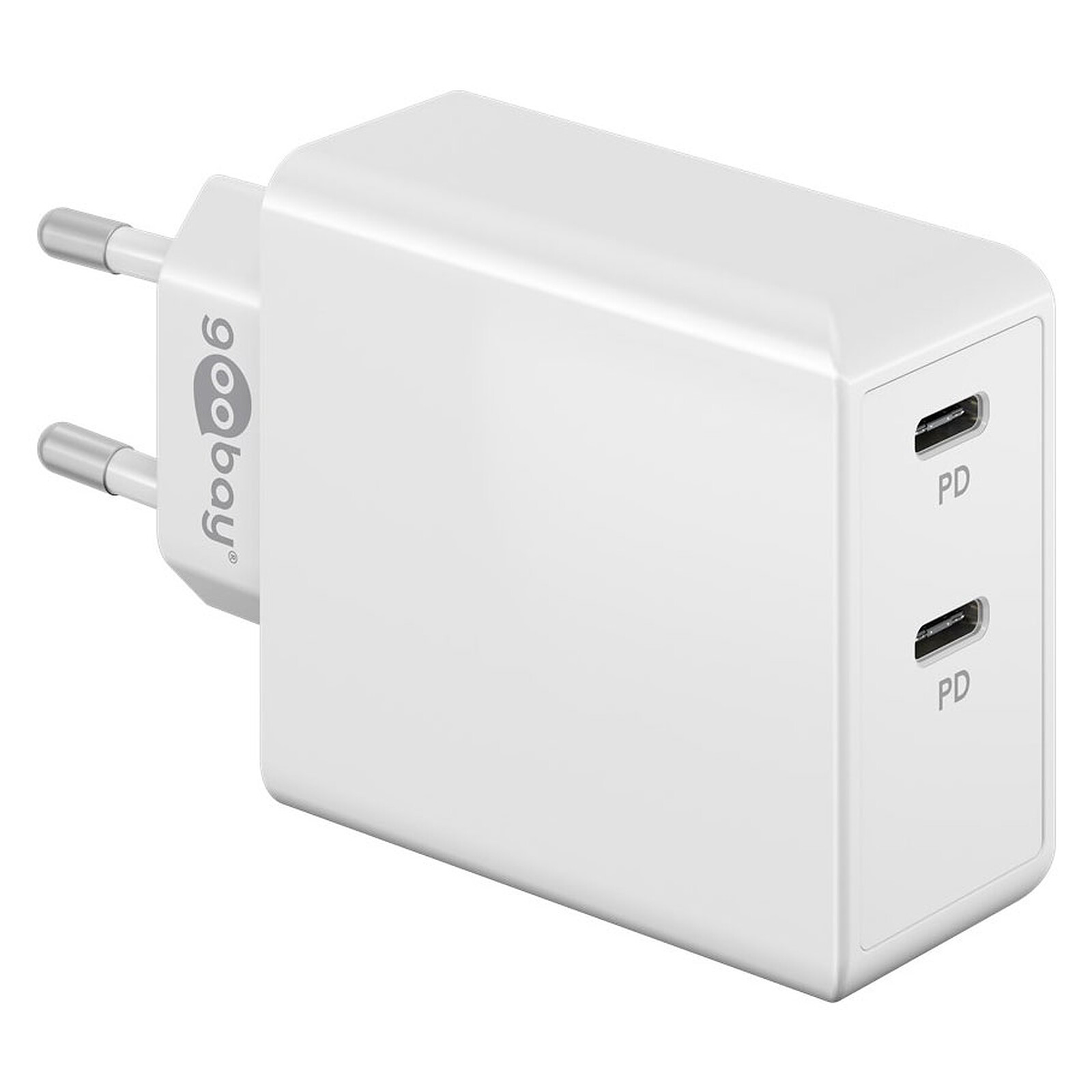 Goobay Chargeur rapide double USB C PD 36W (blanc) - Chargeur
