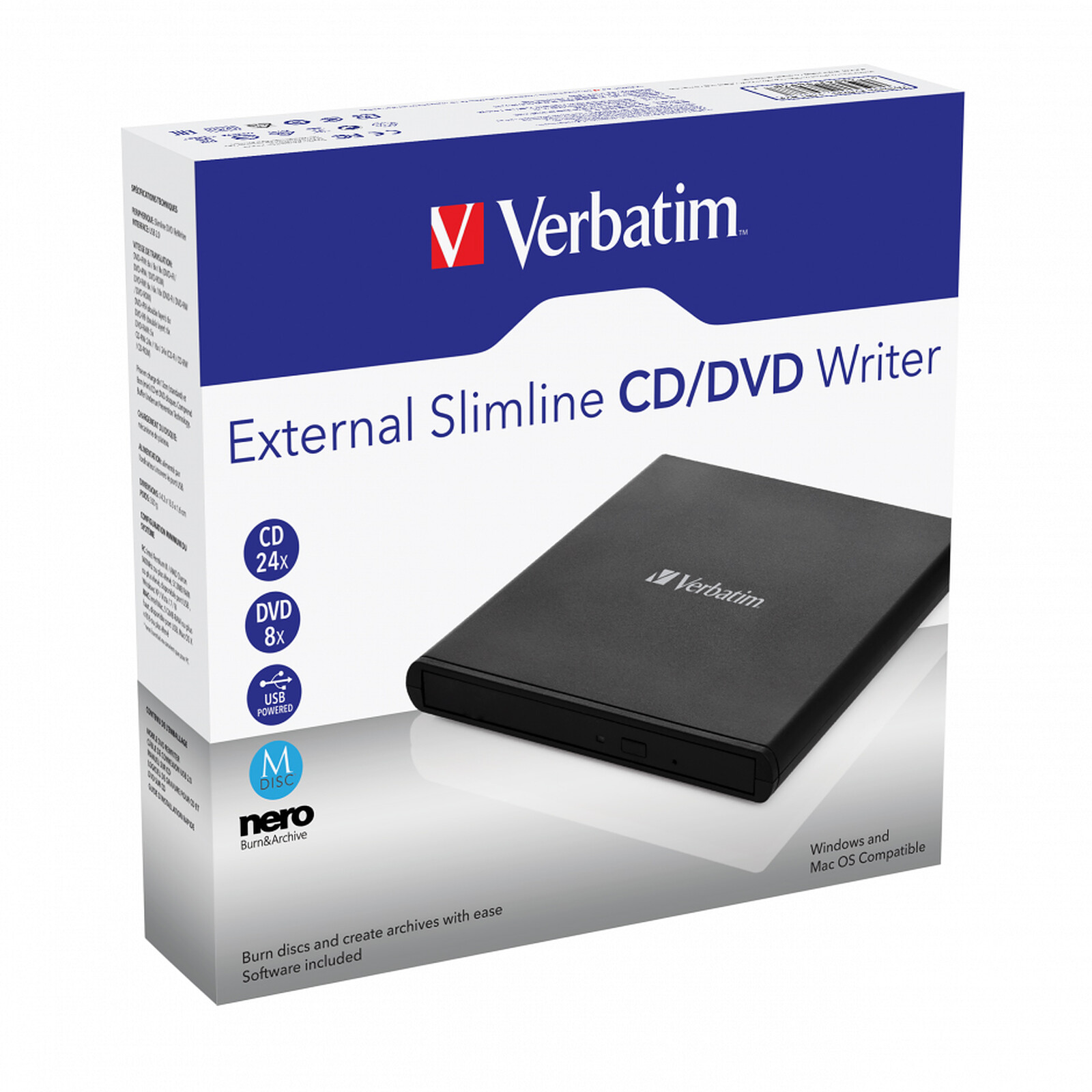Verbatim Graveur de CD/DVD externe USB 2.0 - Lecteur graveur