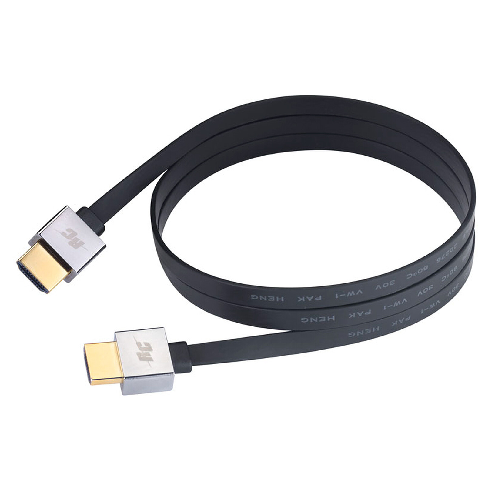 Cordon HDMI plat High speed with Ethernet Mâle/Mâle 2m noir