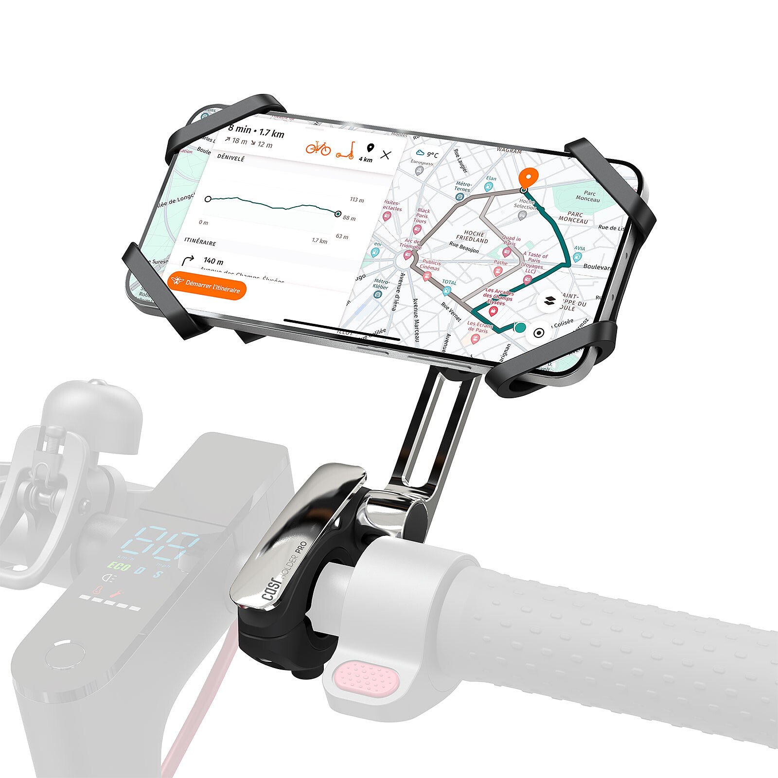 Avizar Support Vélo Smartphone 55 à 100mm de largeur Fixation Guidon Acier  G-81 Rouge - Accessoires divers smartphone - LDLC