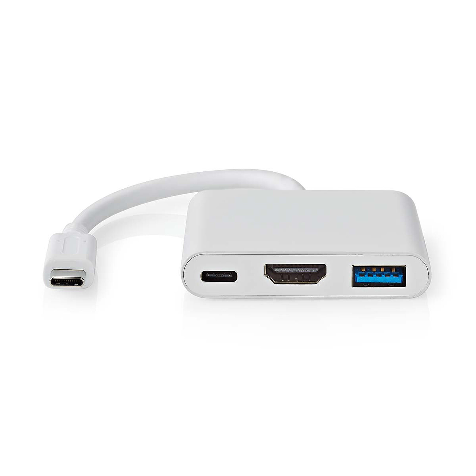 Nedis Hub USB-C a USB, USB-C y HDMI - 10 cm - Blanco - Hub USB - LDLC