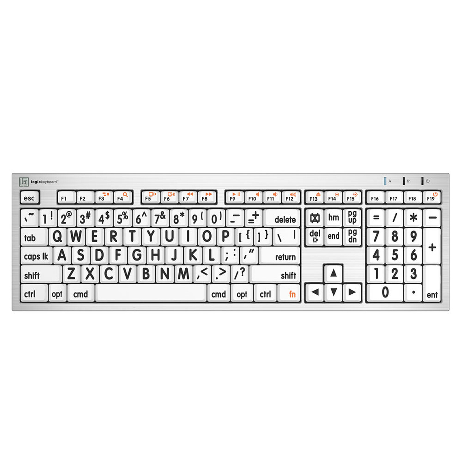 Clavier à Grands Caractères Logic Keyboard (blanc sur noir)