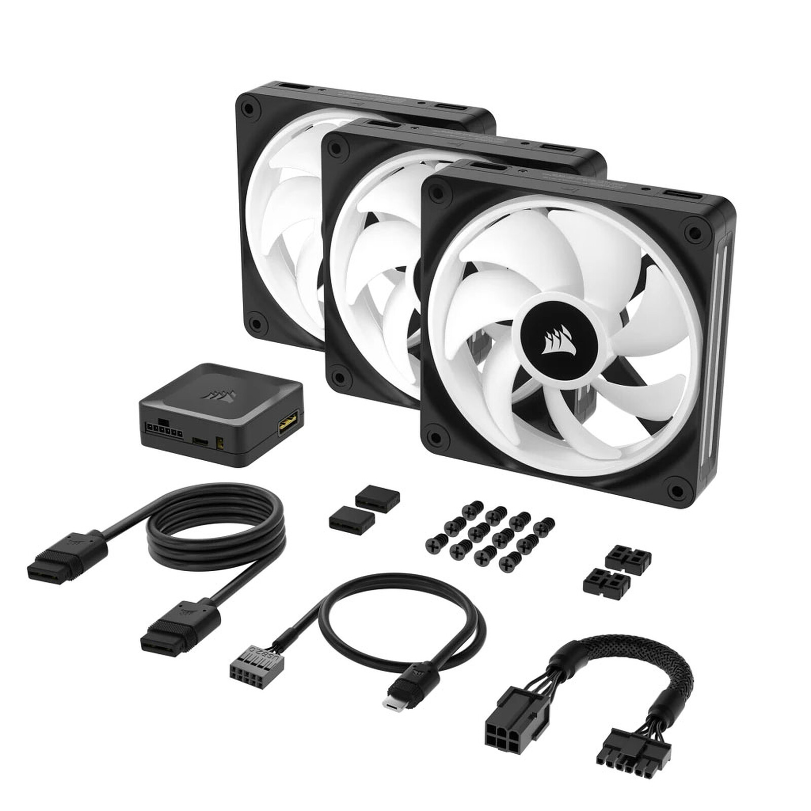 CORSAIR iCUE AR120 Digital RGB 120mm PWM Fan White - Boîtier de ventilateur  - 3-pack 