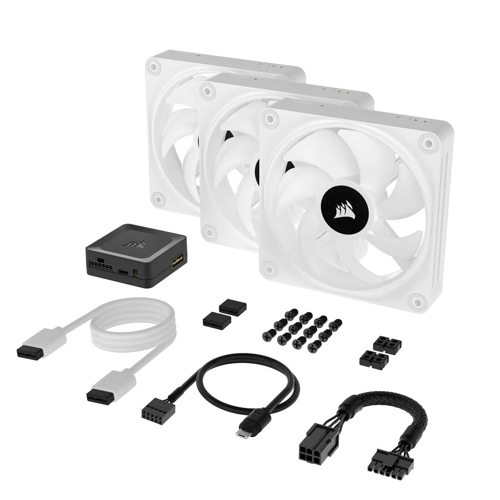 Corsair Kit x3 QL120 RGB Blancs 120mm - Ventilateur boîtier