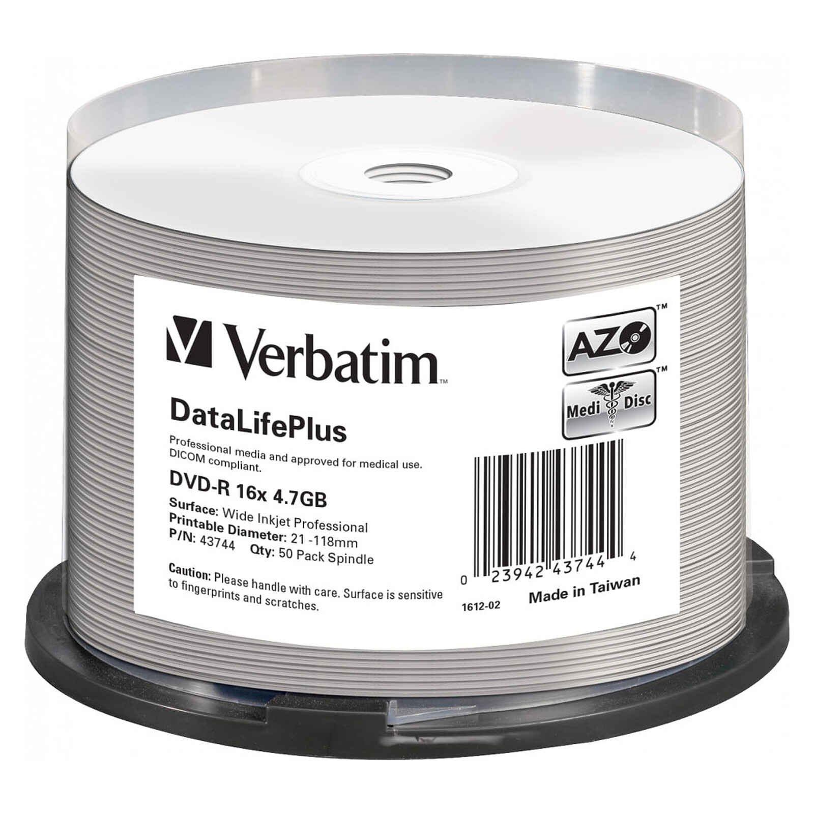 Verbatim DVD-R 4.7 Go 16x imprimable (par 50, spindle) - DVD