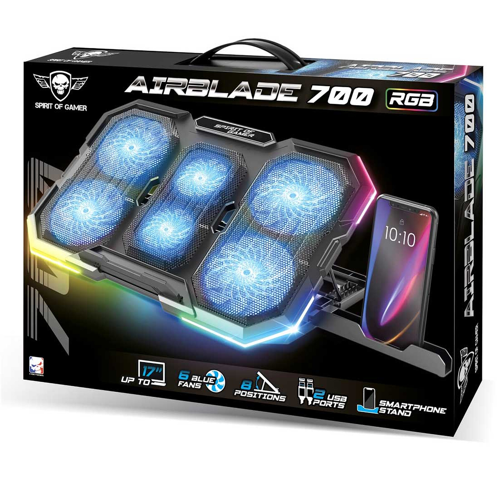 SPIRIT OF GAMER – AIRBLADE 1200 – Support PC Portable Ventilé RGB -  10''à19'' - Cdiscount Informatique