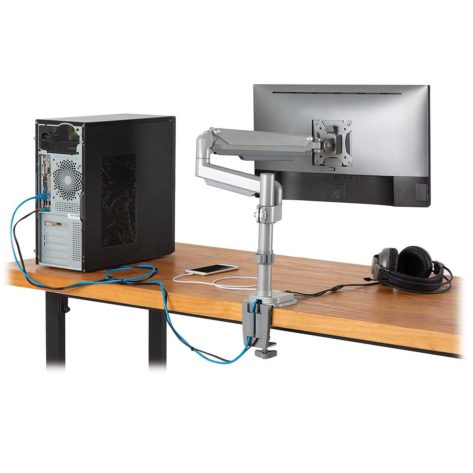 Platinum Series Brazo para Monitor Doble - Hasta 32 y 8kg - 2 Puertos USB  - Fellowes