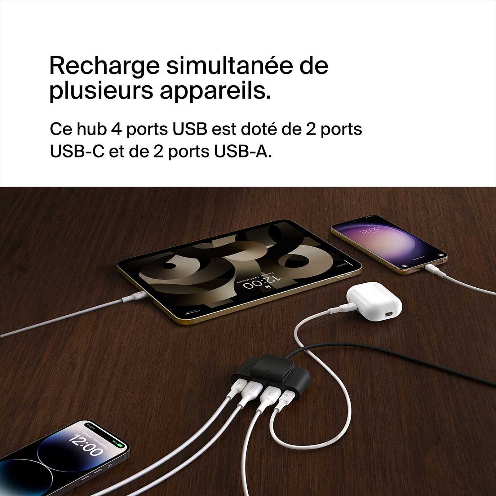 Belkin Hub USB C, Adaptateur multiport, Noir, 4 in 1 : :  Informatique
