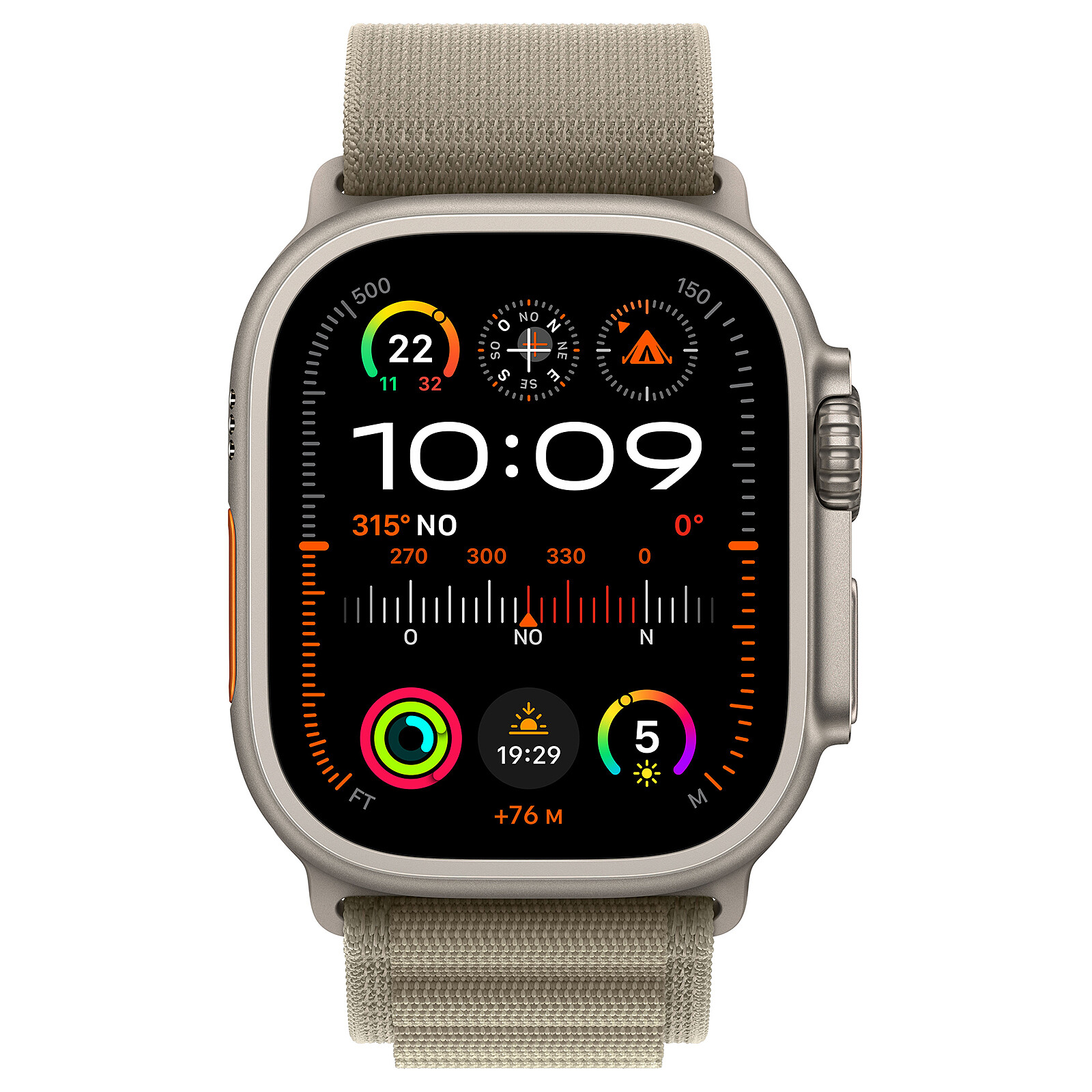 Apple Watch Ultra 2 GPS + Cellular Titanium Case Olive Alpine Loop 49 mm -  L - Montre connectée - Garantie 3 ans LDLC
