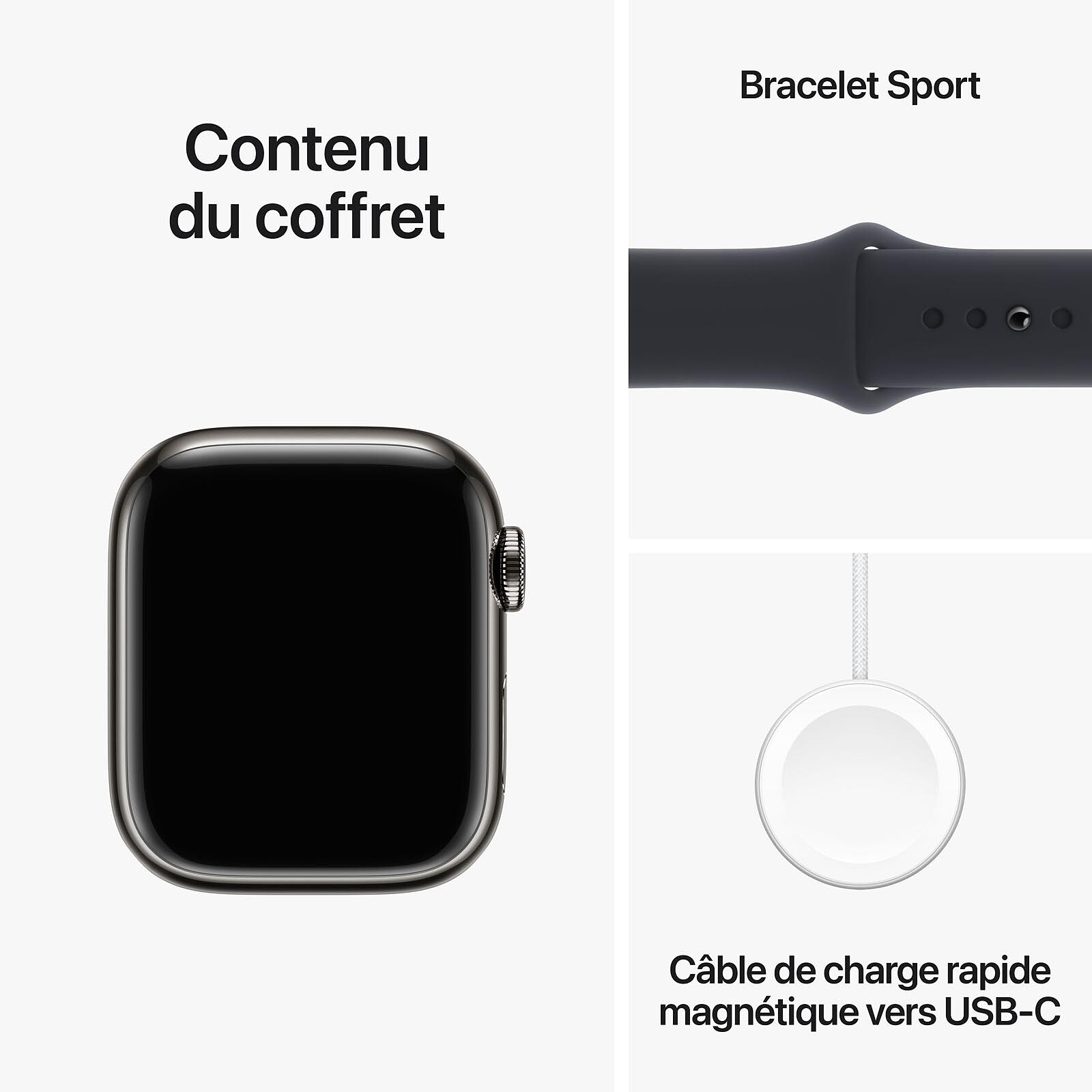 Apple Watch Series 9 GPS + Cellular Stainless Steel Graphite Sport Loop ...