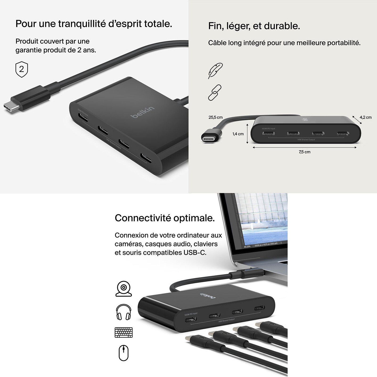 Belkin 4-Port USB-C 3.2 Gen 2 Black AVC018btBK - Best Buy