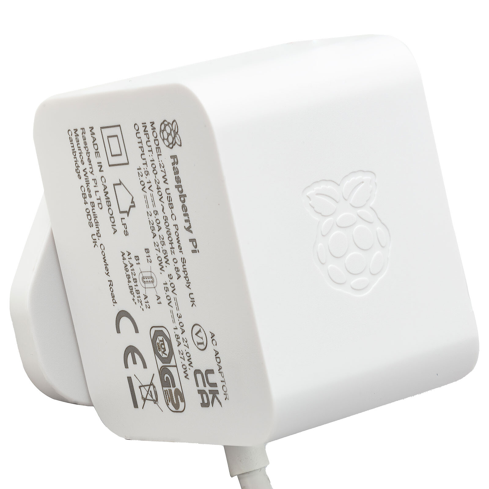 Raspberry Alimentation secteur USB-C 5.1V 5A Blanc - Accessoires