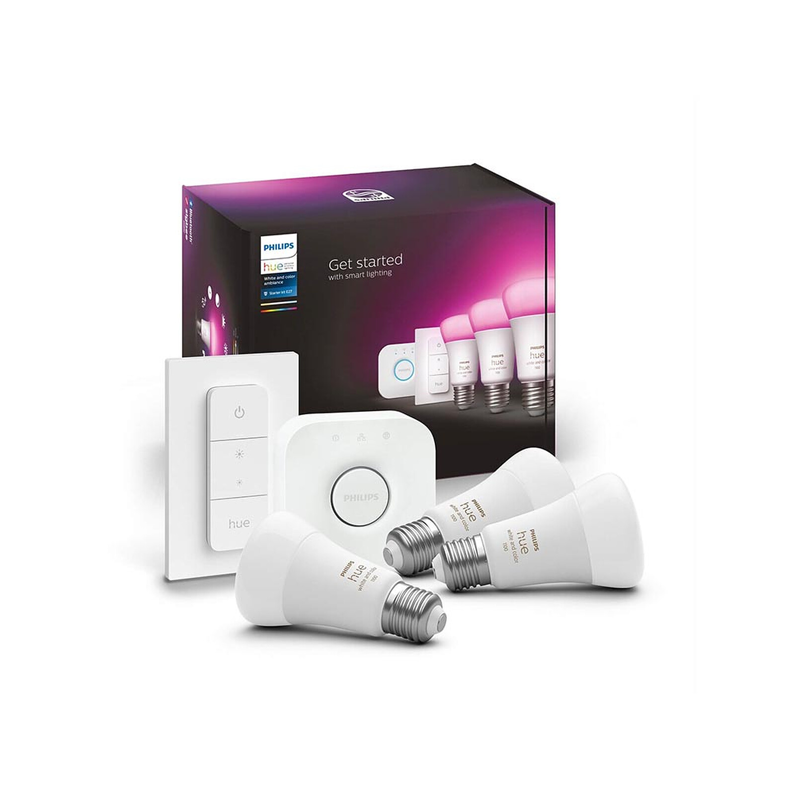 GOOGLE Kit pour éclairage connecté : Google Home Mini + Ampoule connectée  Philips Hue White ambiance pas cher 