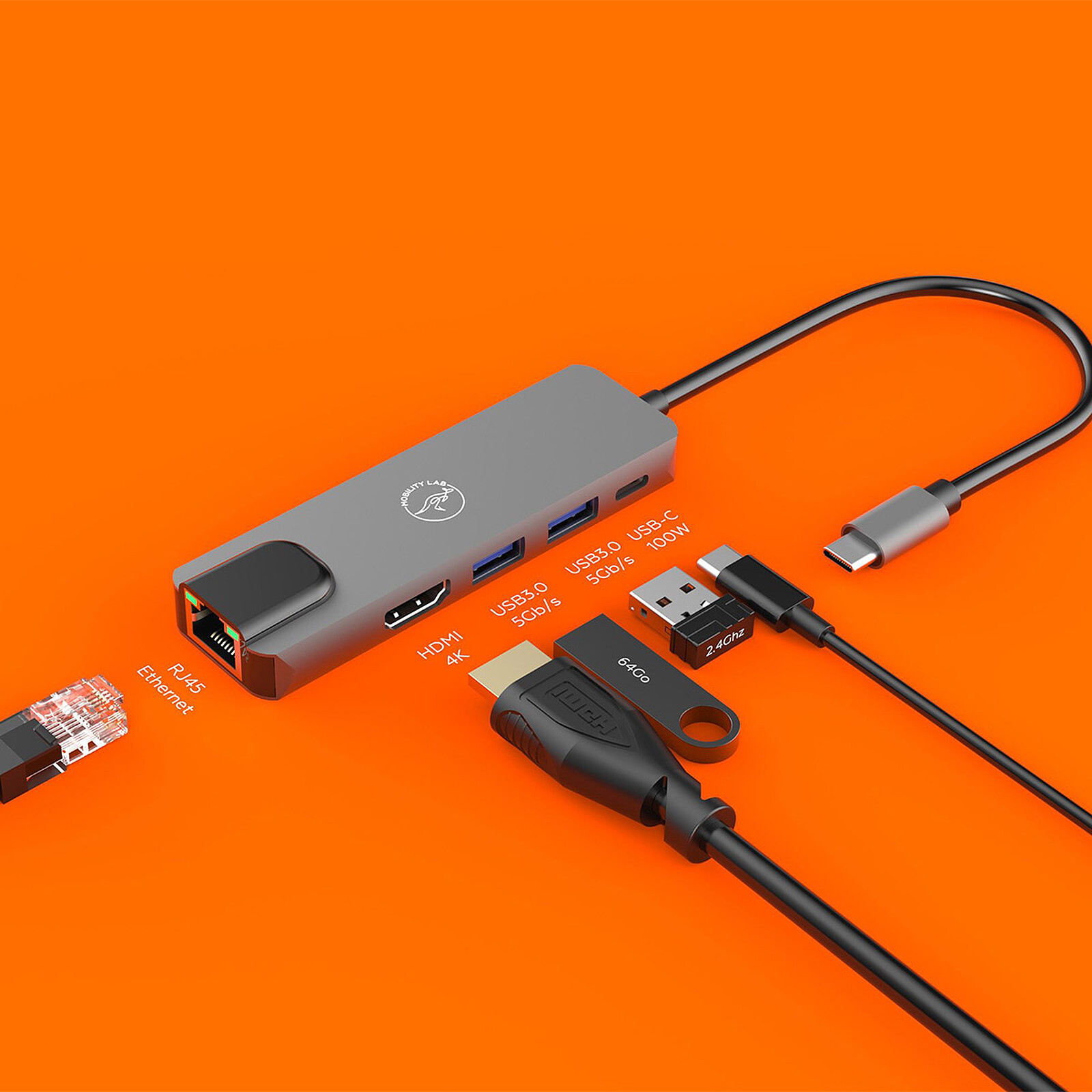 USB-C To Gigabit Ethernet Adapter With 100W Power Delivery