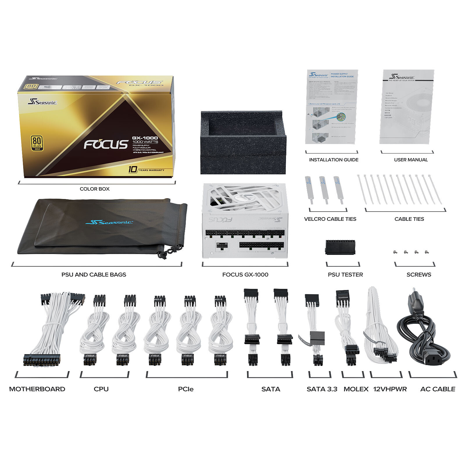 Fonte Modular Seasonic Focus GX-1000W 80+ Gold ATX 3.0