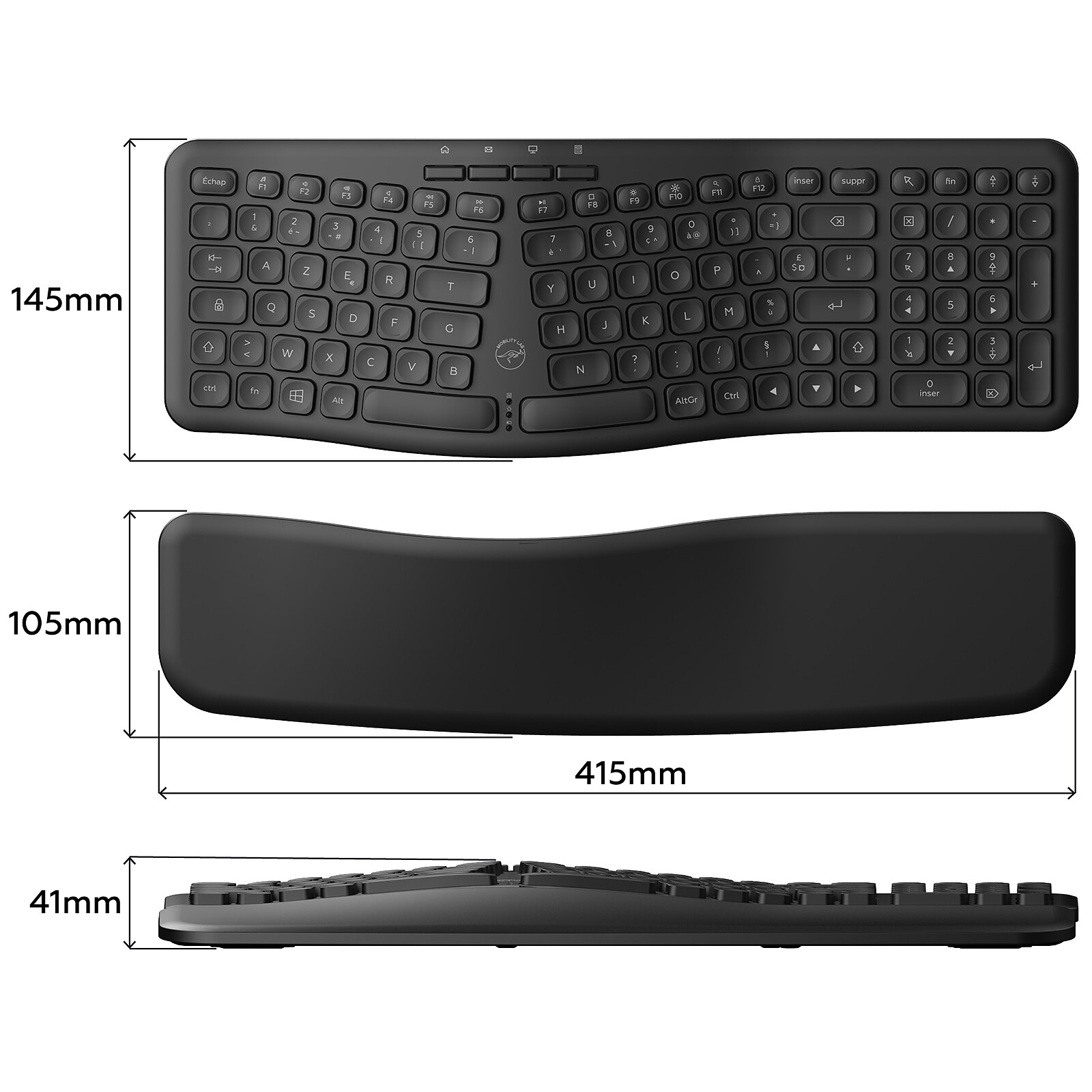 Clavier sans fil ergonomique Logitech Wave Keys for business - AZERTY sur