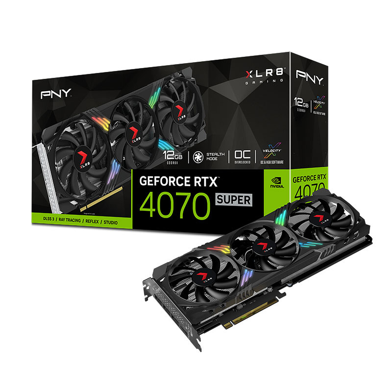 PNY GeForce RTX 4070 SUPER 12GB XLR8 Gaming VERTO Carte Graphique 