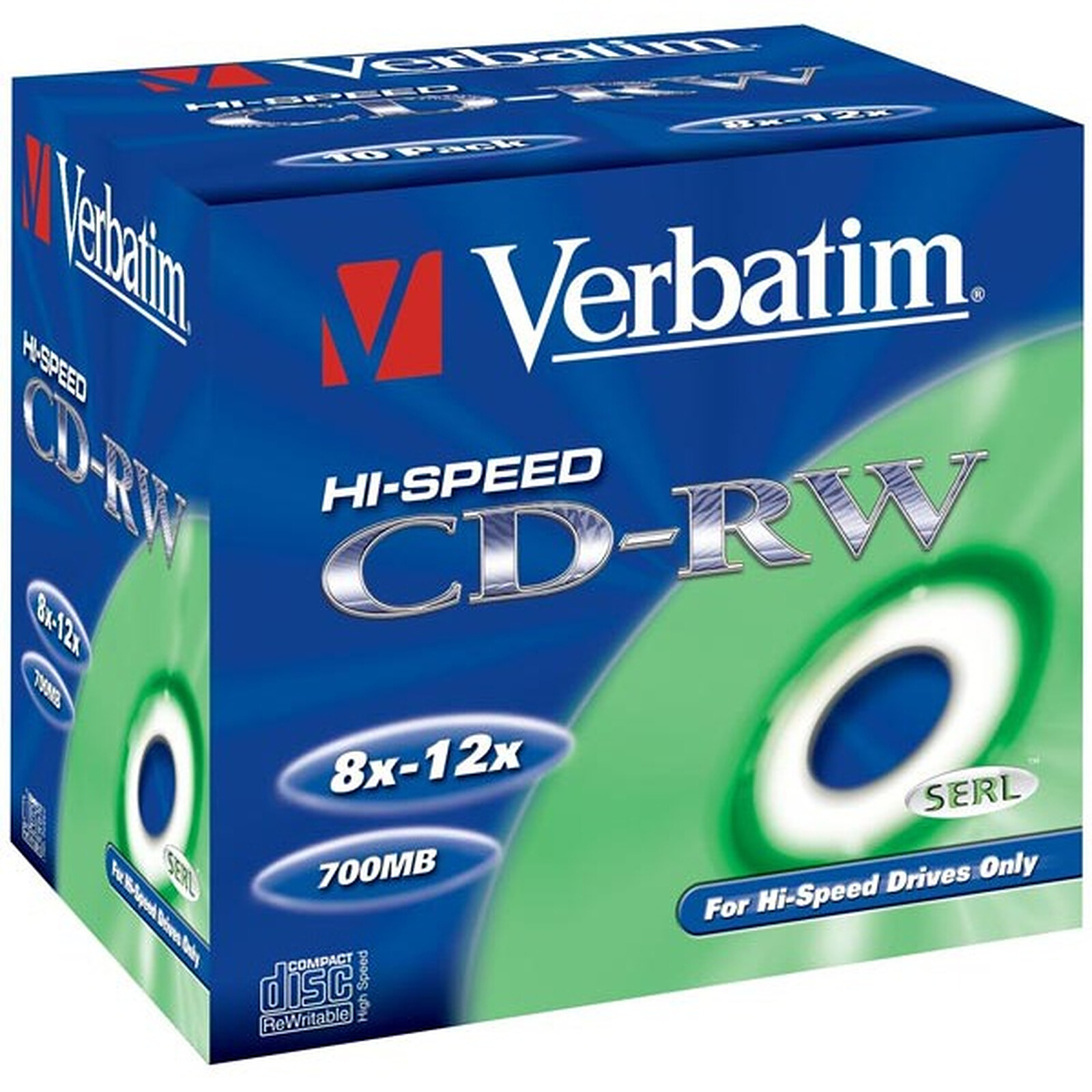 Verbatim CD-RW, 700 MB, 12X, 10 Pack