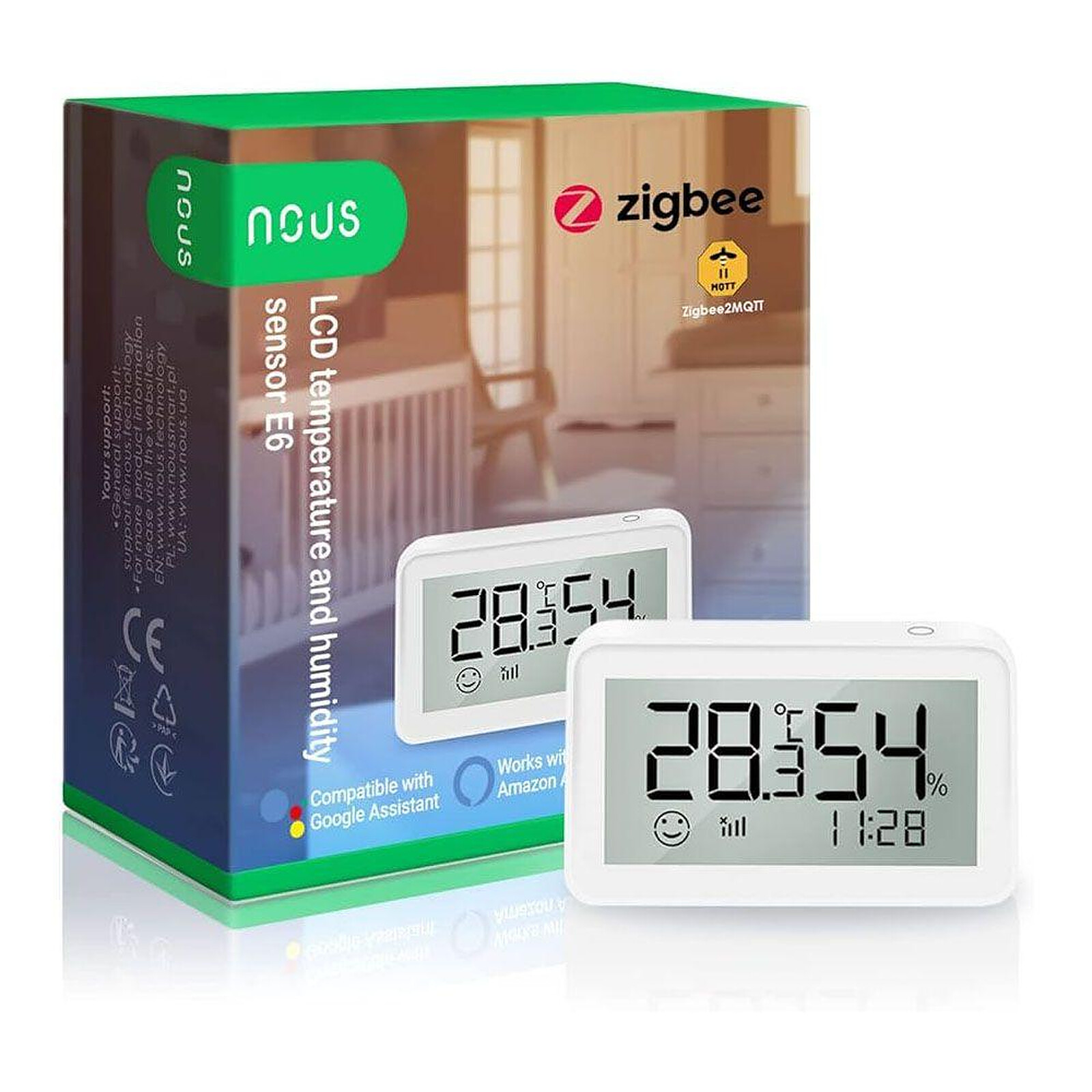 NOUS - Capteur de température et d'humidité LCD Zigbee 3.0 - NOUS-E6 -  Module - LDLC