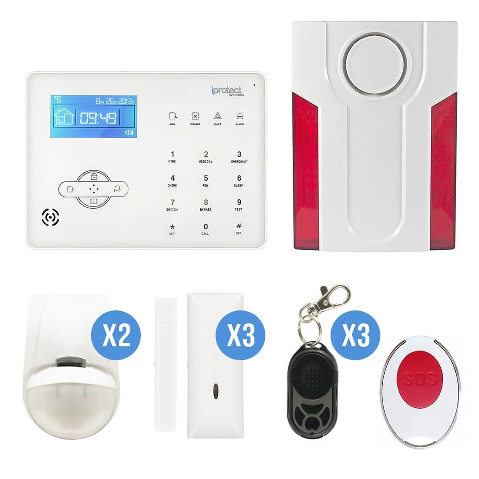 Iprotect Evolution - Kit 09 Alarme GSM avec sirène extérieure sans fil -  Kit alarme - LDLC