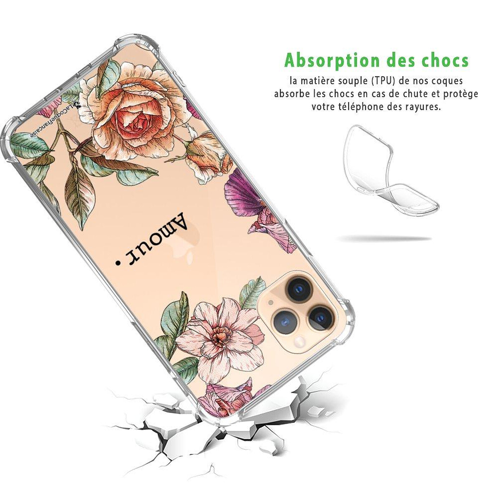 Coque Cordon pour iPhone 15 Plus, Antichoc Motif Cœur Anti-Rayures Souple -  Rose