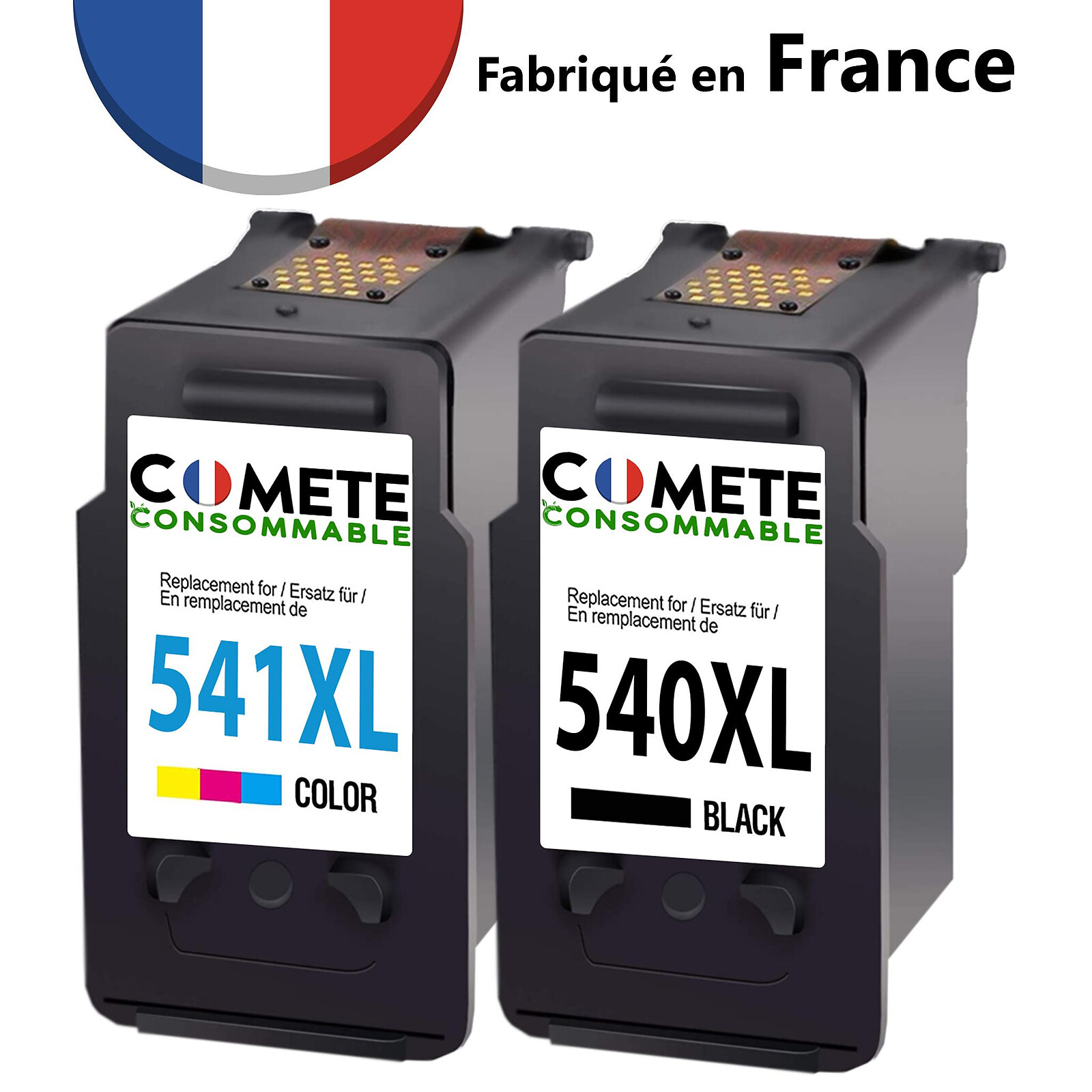 COMETE - 545XL/546XL - Pack de 4 Cartouches d'encre Compatibles avec Canon  - Noir/Couleur - Marque française - Cartouche imprimante - LDLC