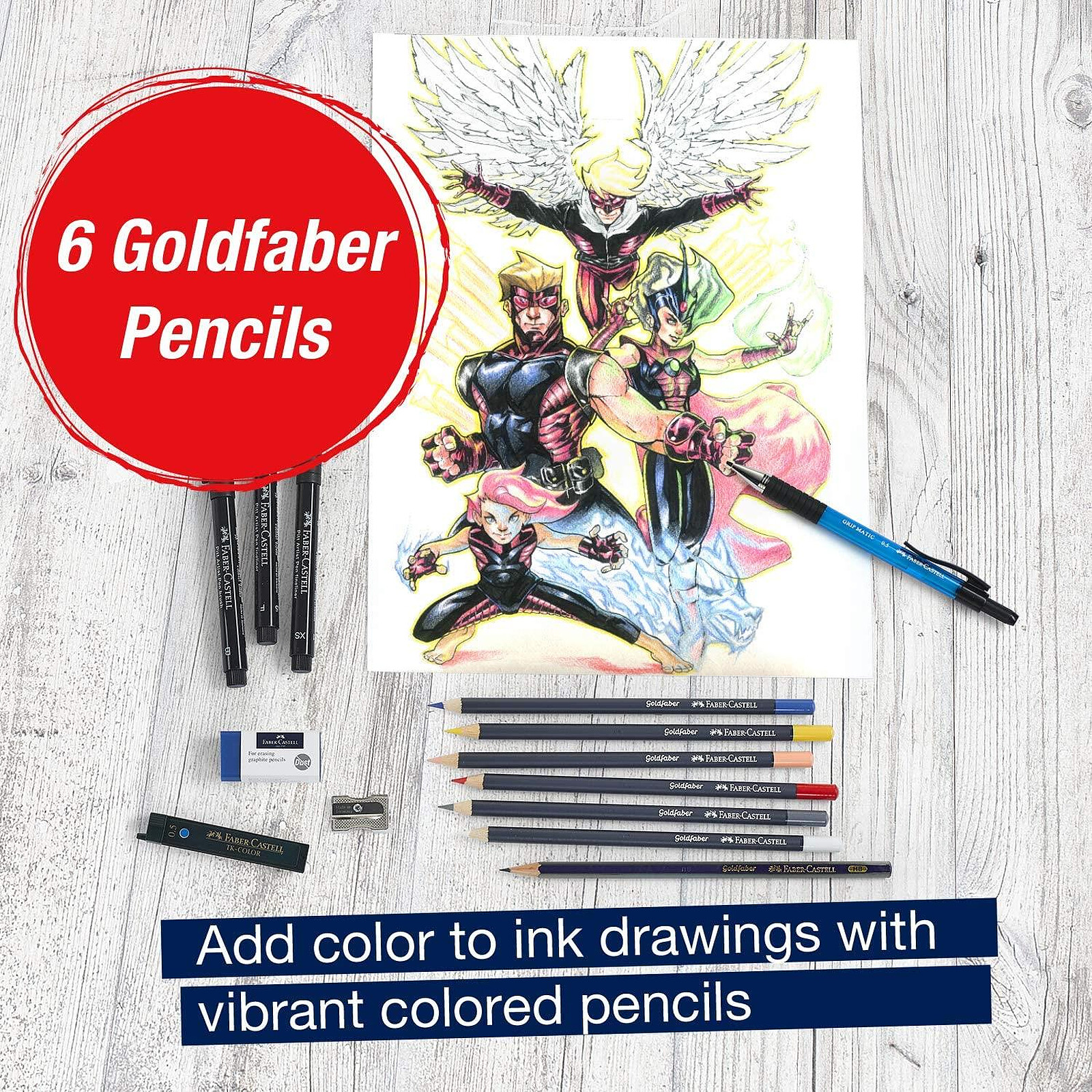 Faber-Castell Pitt Artist Pen Comic Illustration Colours Set of 6