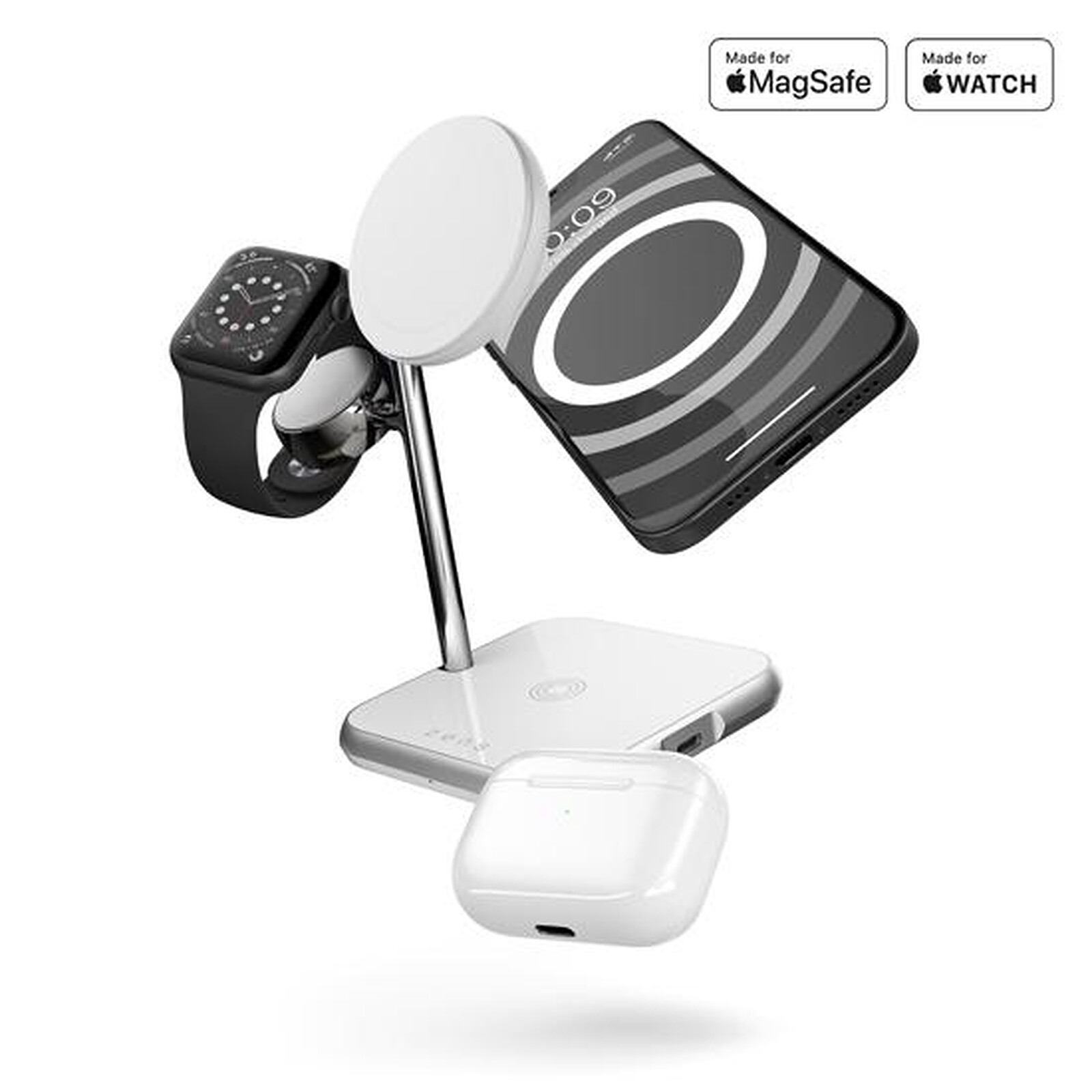 Avizar Station de Charge Blanche MagSafe pour iPhone, 3-en-1 avec Charge  sans Fil pour Apple Watch et AirPods - Chargeur téléphone - LDLC