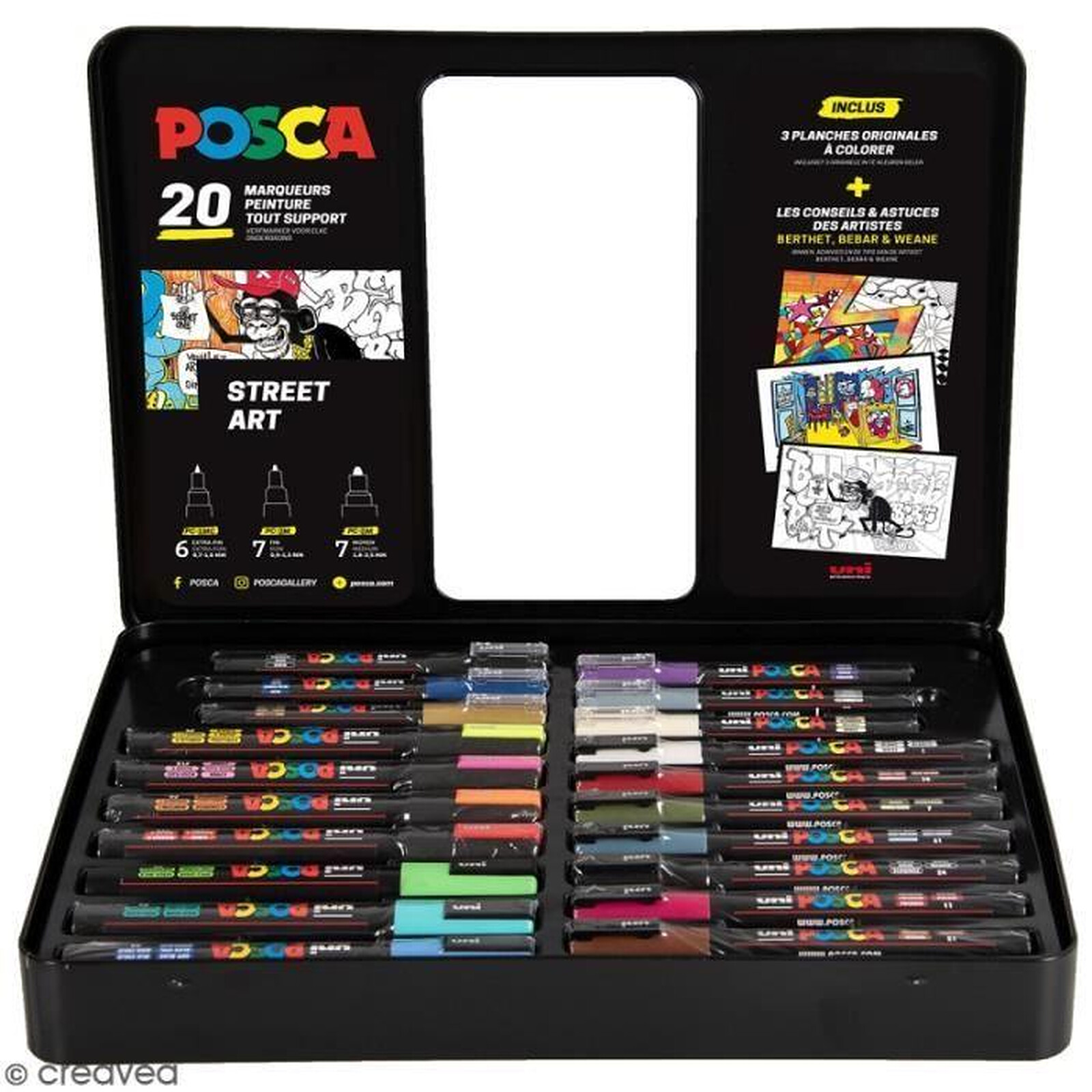 POSCA Lot de 2 Marqueurs PC1MC peinture pointe extra fine noir et blanc