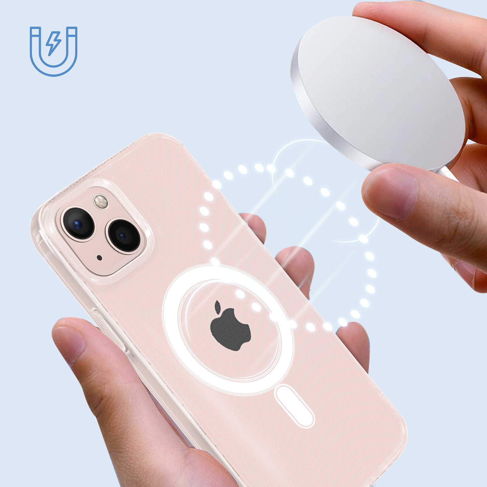 Coque pour iPhone 15 Pro avec Cercle Magnétique, Transparent