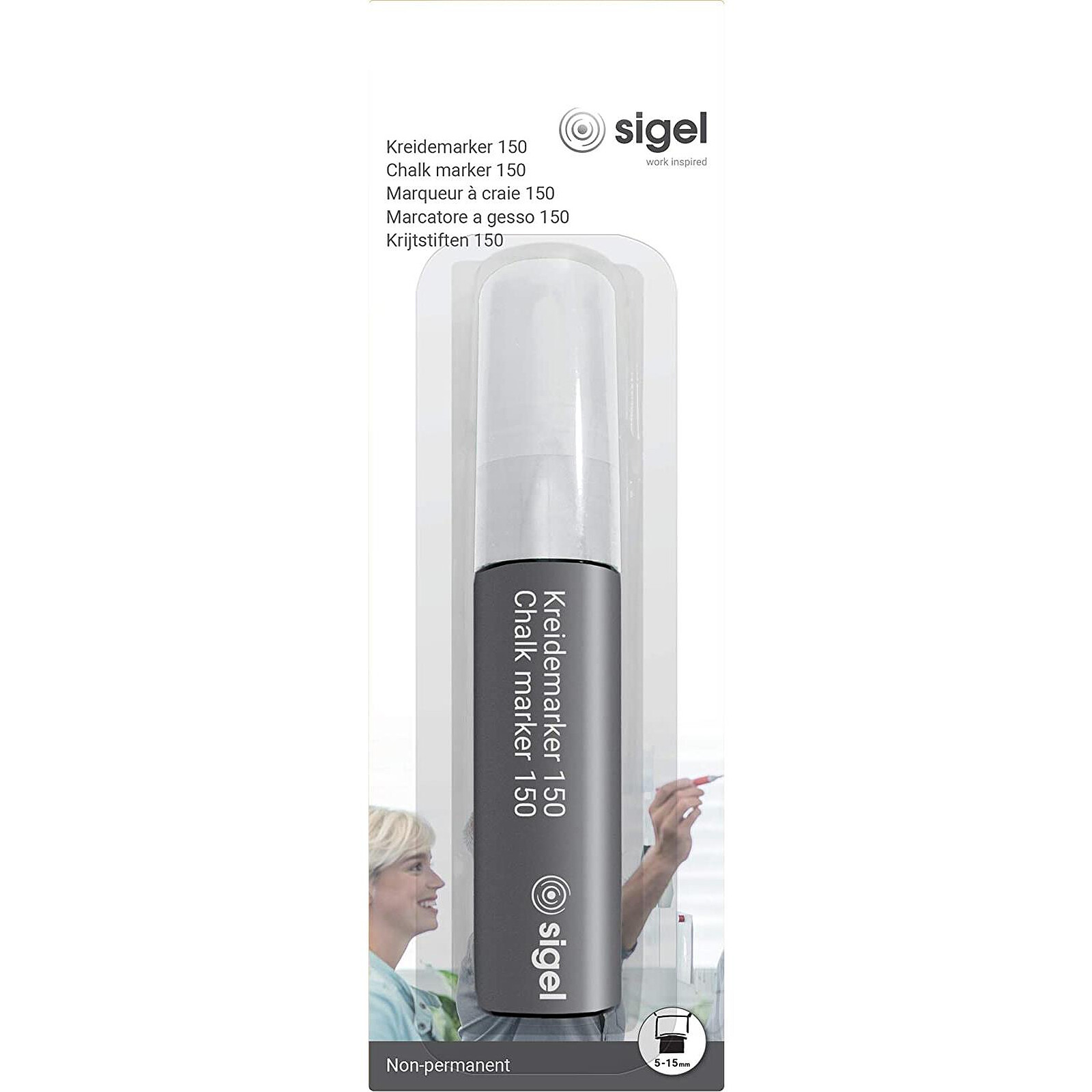 SIGEL Marqueur Craie 150 Effaçable pointe biseautée 5 - 15 mm blanc -  Accessoires tableau - LDLC