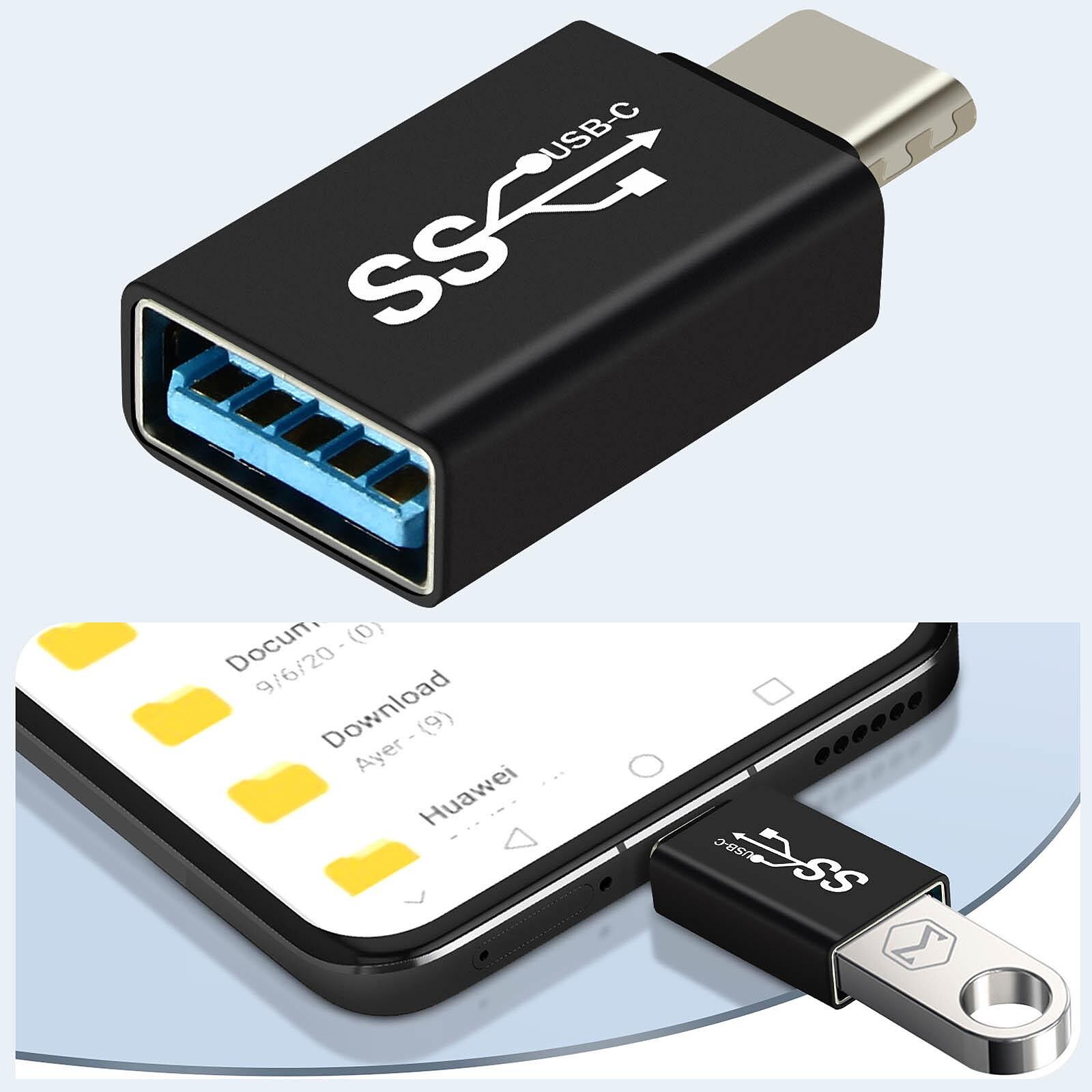 Avizar Adaptateur USB-A Femelle vers USB-C Mâle Prise Coudée 90°  Ultra-compact Noir - Câble & Adaptateur - LDLC