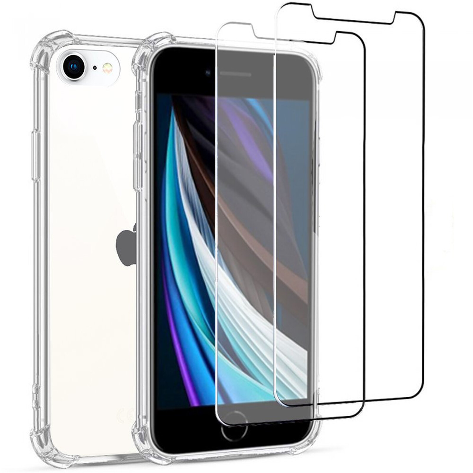 Evetane Coque iPhone SE 2020 Antichoc Silicone + 2 Vitres en verre trempé  Protection écran - Coque téléphone - LDLC