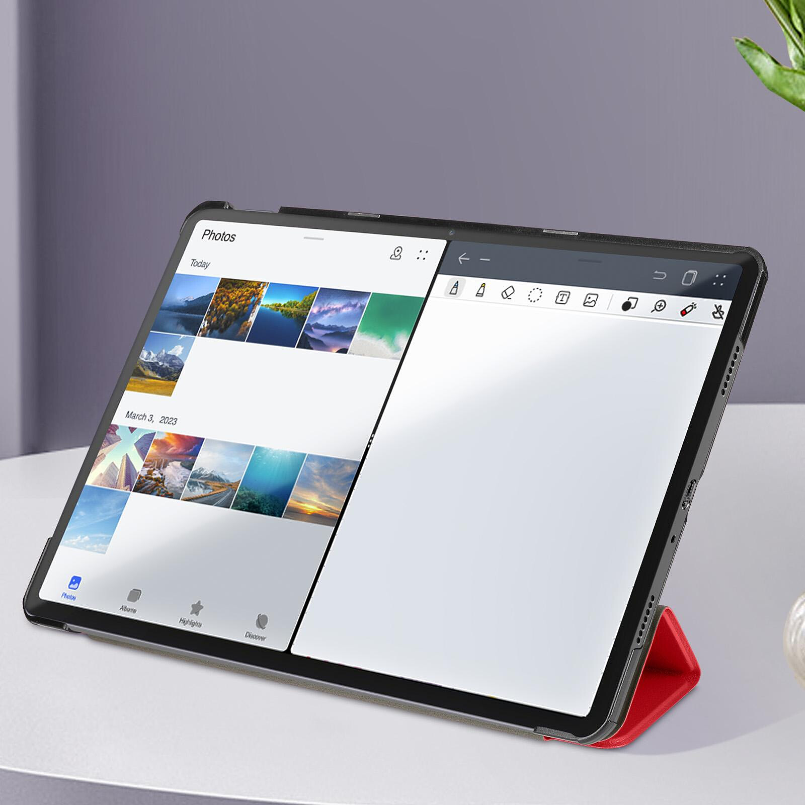 Avizar Housse pour Samsung Galaxy Tab A9 Clapet Trifold Support video /  clavier Mise en Veille Rouge - Etui tablette - LDLC