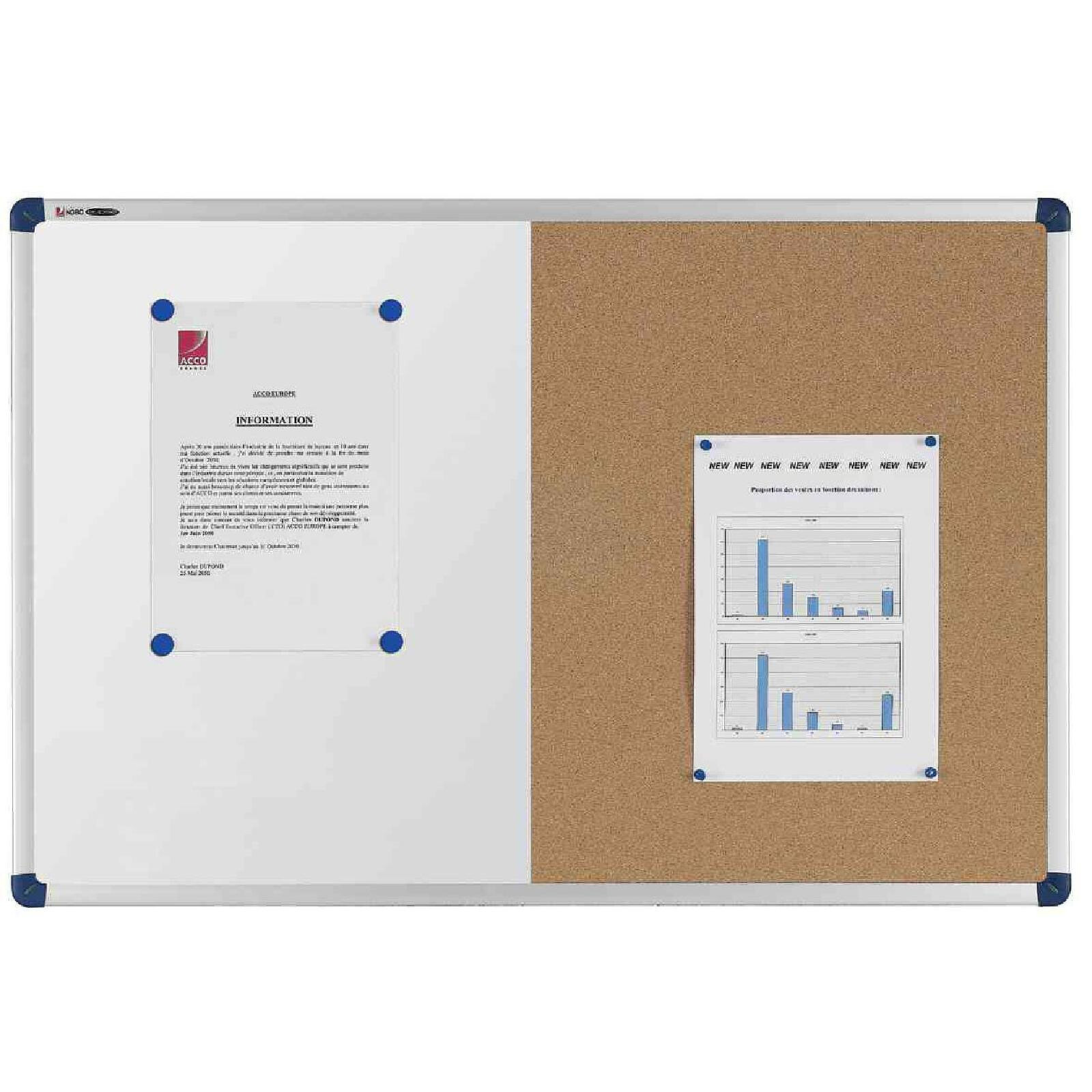 NOBO Tableau mixte tableau blanc/panneau en liège blanc et liège 900x600mm  - Vitrine et affichage - LDLC