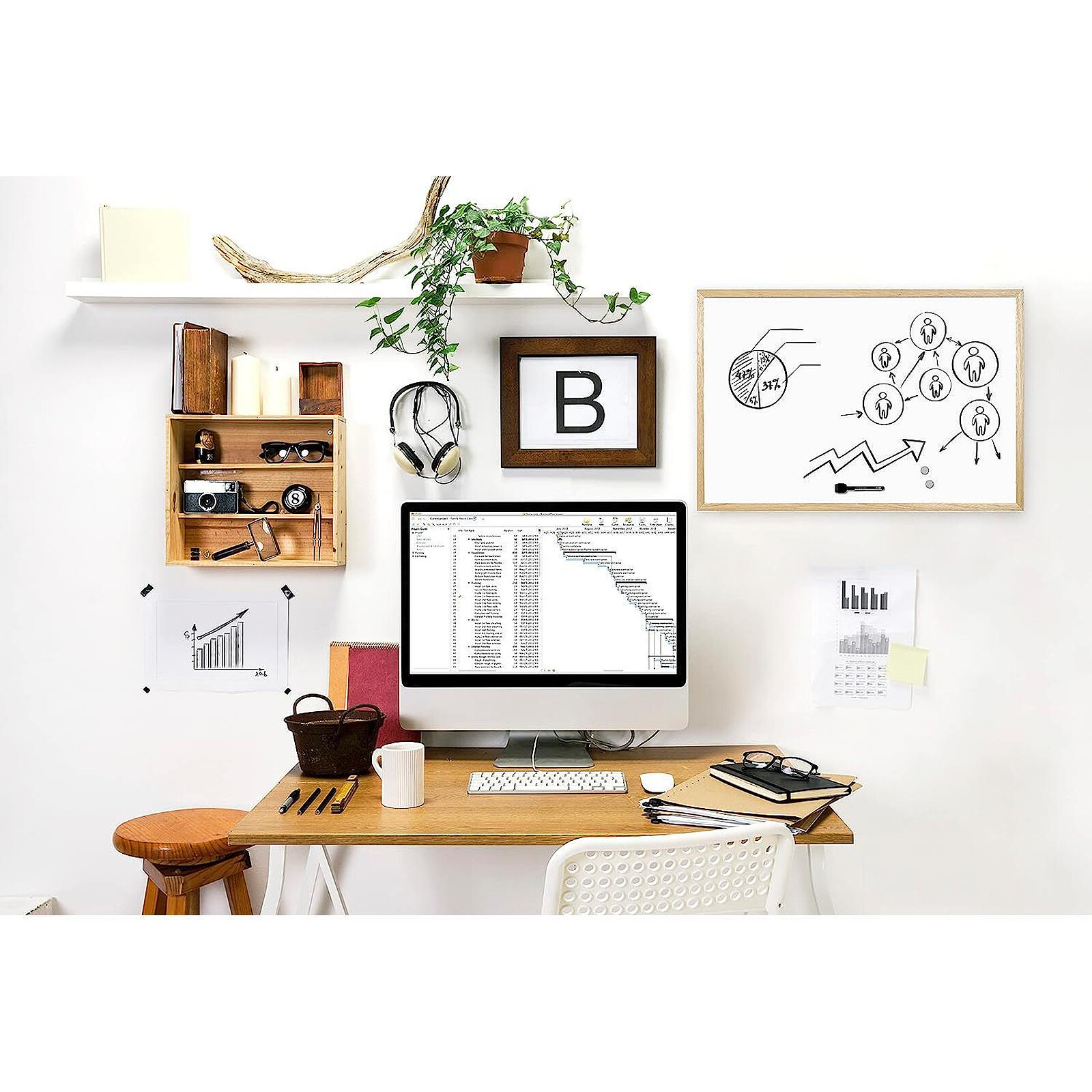 Bi-Office, Tableau blanc avec cadre vert pastel,…
