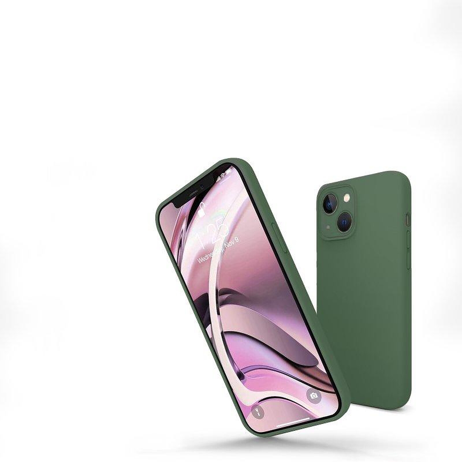 Evetane Coque iPhone 13 Silicone liquide Vert Foret + 2 Vitres en Verre  trempé Protection écran Antichocs - Coque téléphone - LDLC