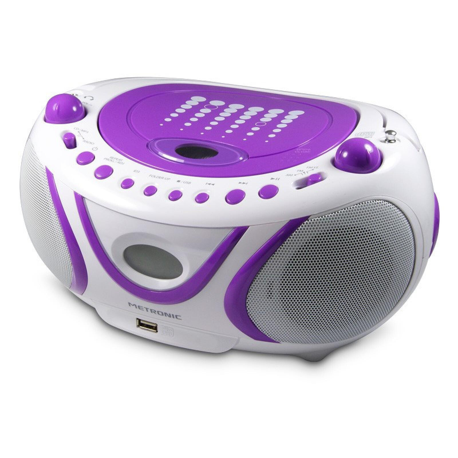 Radio réveil METRONIC Radio-réveil Pop Purple FM USB projectio