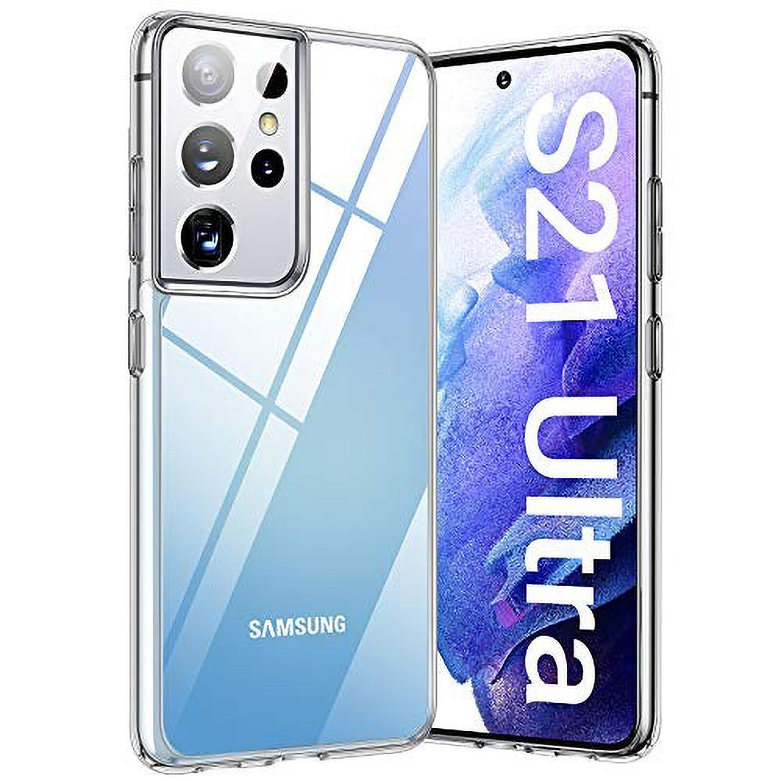 Evetane Coque Samsung Galaxy S21 Plus 5G Antichoc Silicone + 2 Vitres en verre  trempé Protection écran - Coque téléphone - LDLC
