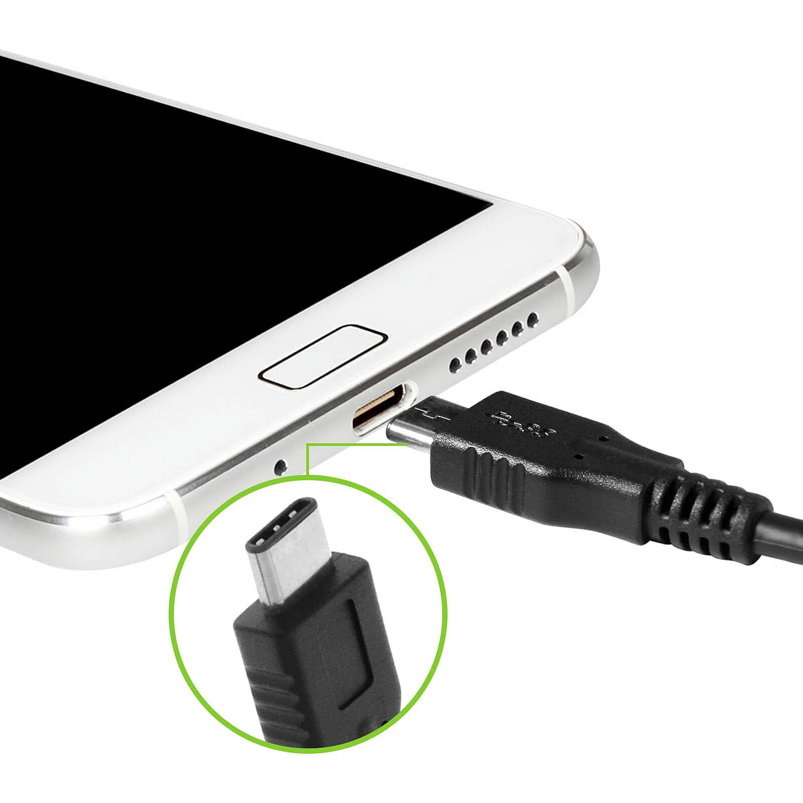 Vhbw Adaptateur OTG pour appareils mobiles - Câble de USB Type C (mâle) vers  Micro USB (femelle), blanc